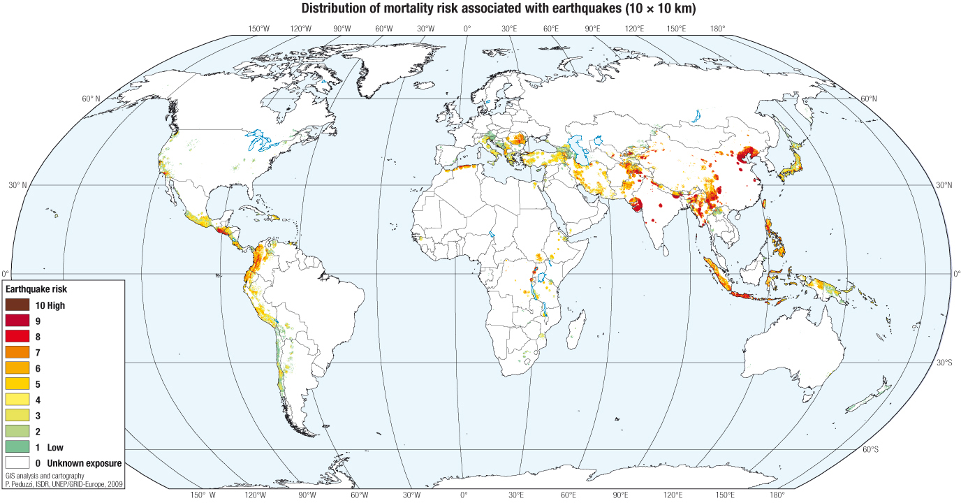 Distribution of mortality risk associated with earthquakes - Maps ...