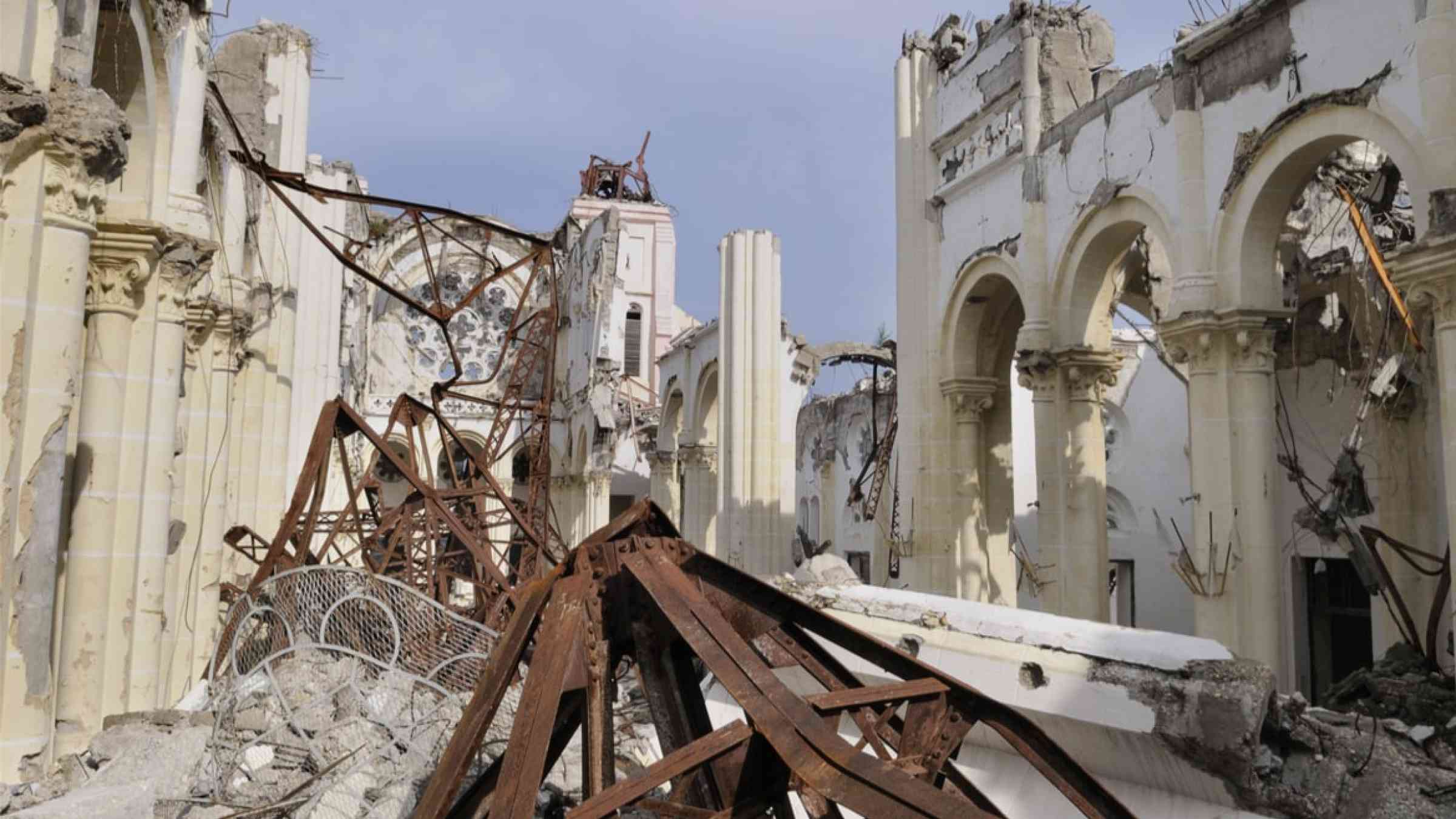 A collapsed church in Port-Au-Prince, Haiti in 2010