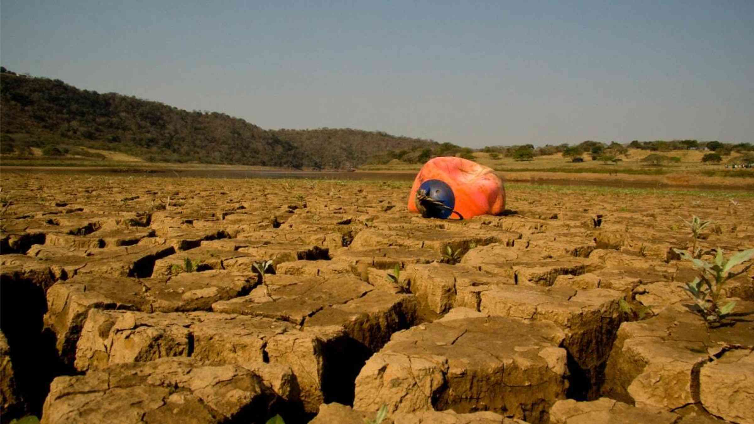 A reservoir's lakebed in South Africa is exposed due to drought