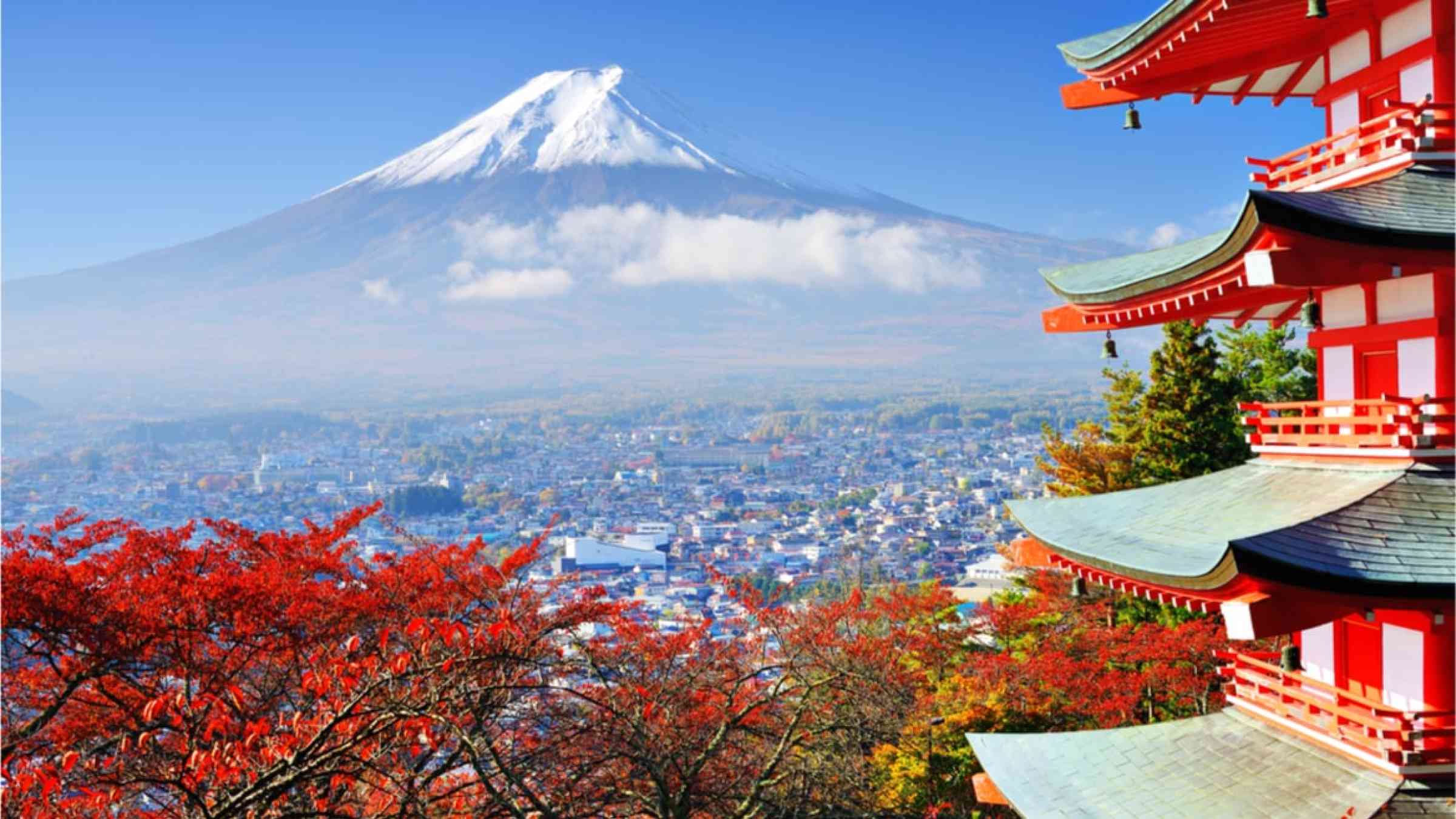 Mount Fuji during autumn in Japan.