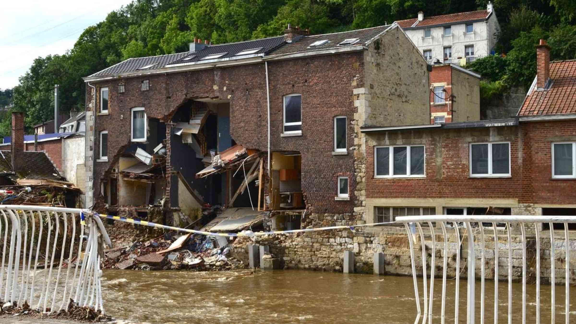 Destroyed house in Pepinster, Belgium after the July 2021 floods