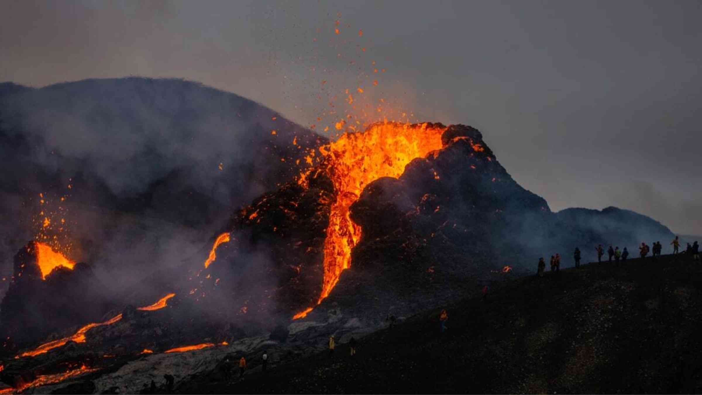Mt. Fagradalsfjall erupting in Grindavík, Iceland