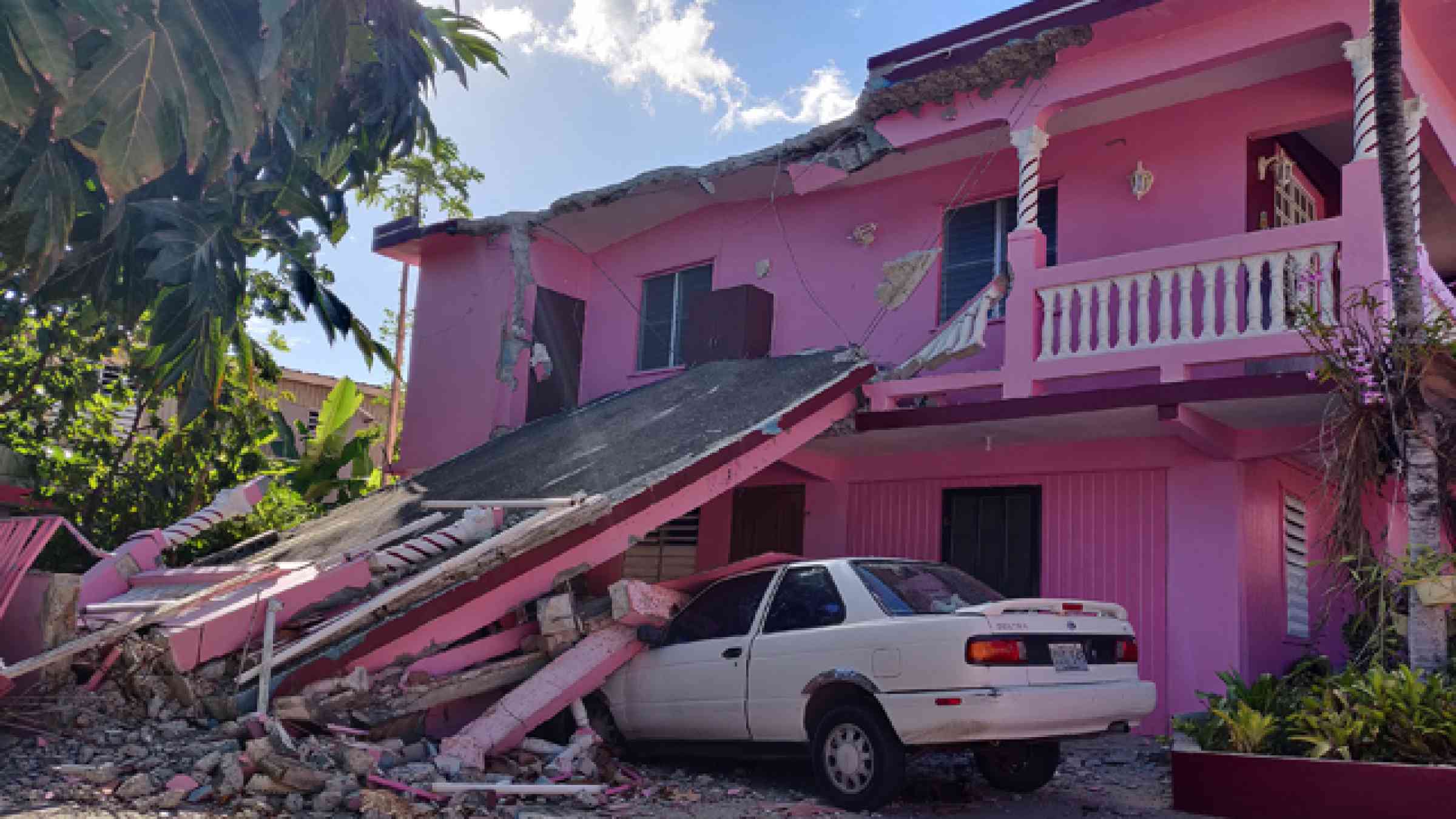 Collapsed home in Yauco, Puerto Rico after 2020 earthquake