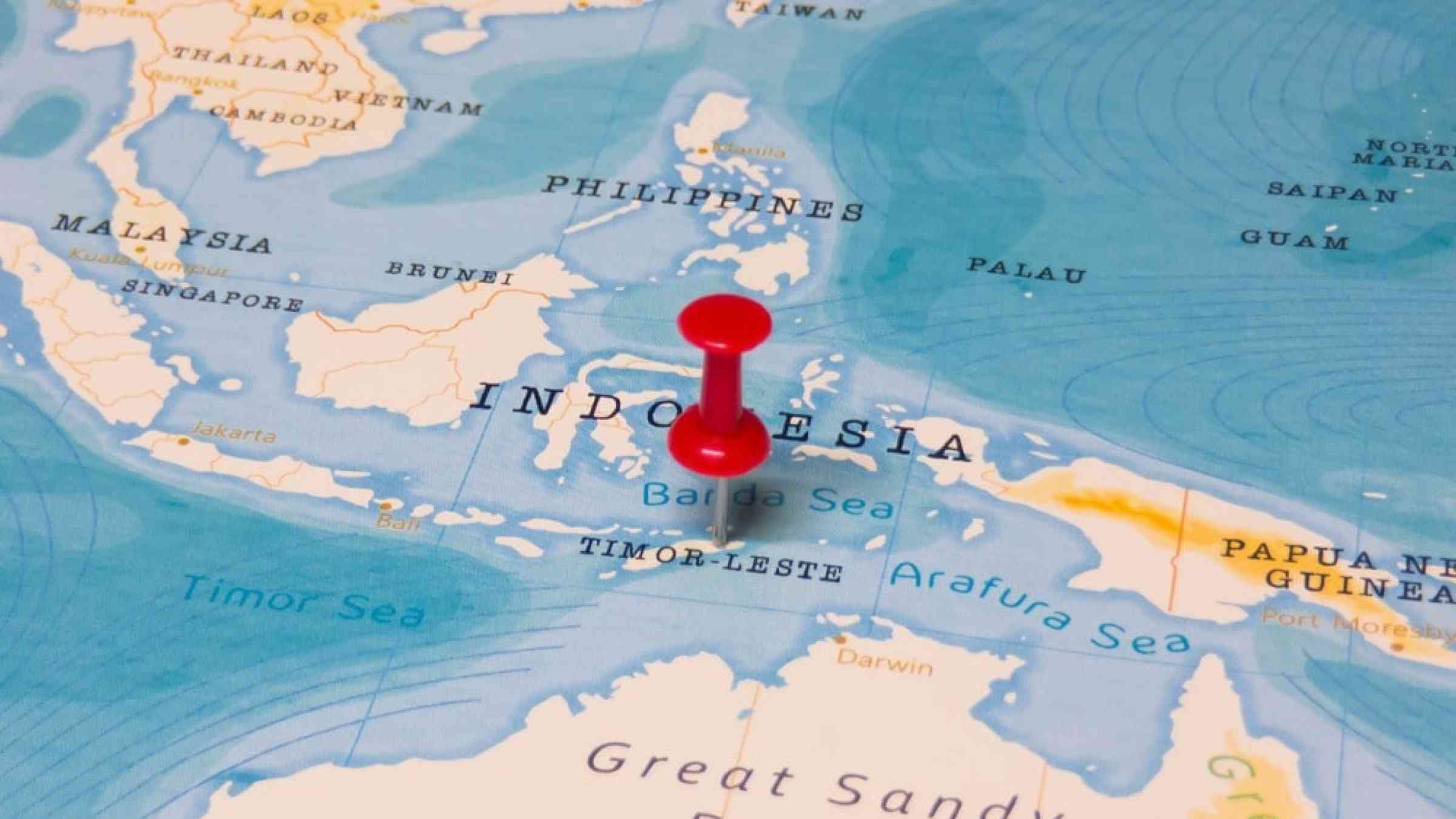 A Red Pin on Timor-Leste of the World Map