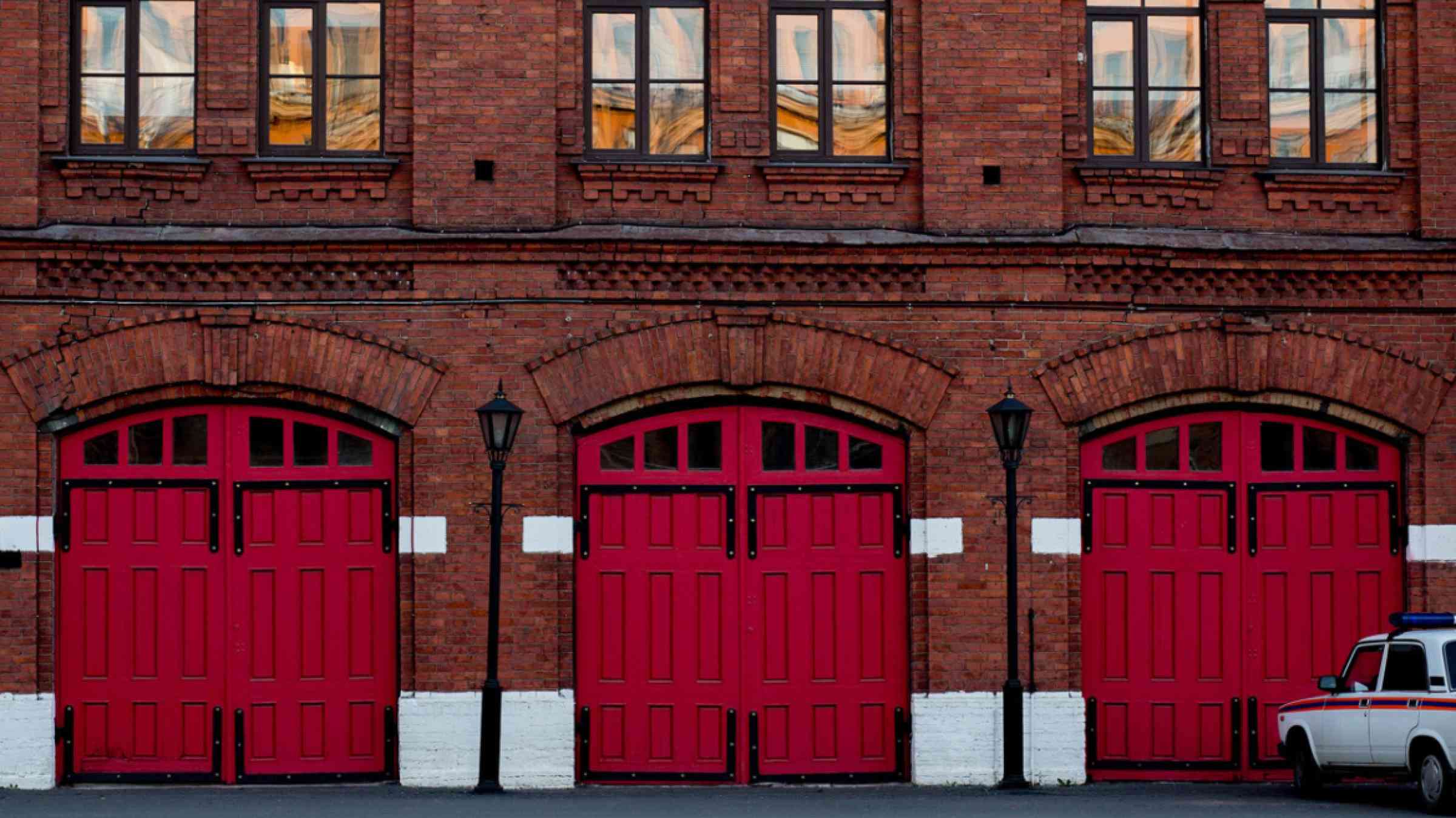 The facade of a fire station
