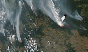 Figure 1.3a Multiple forest fires in Nizhny Novgorod Oblast