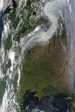 Figure 1.3a Multiple forest fires in Nizhny Novgorod Oblast