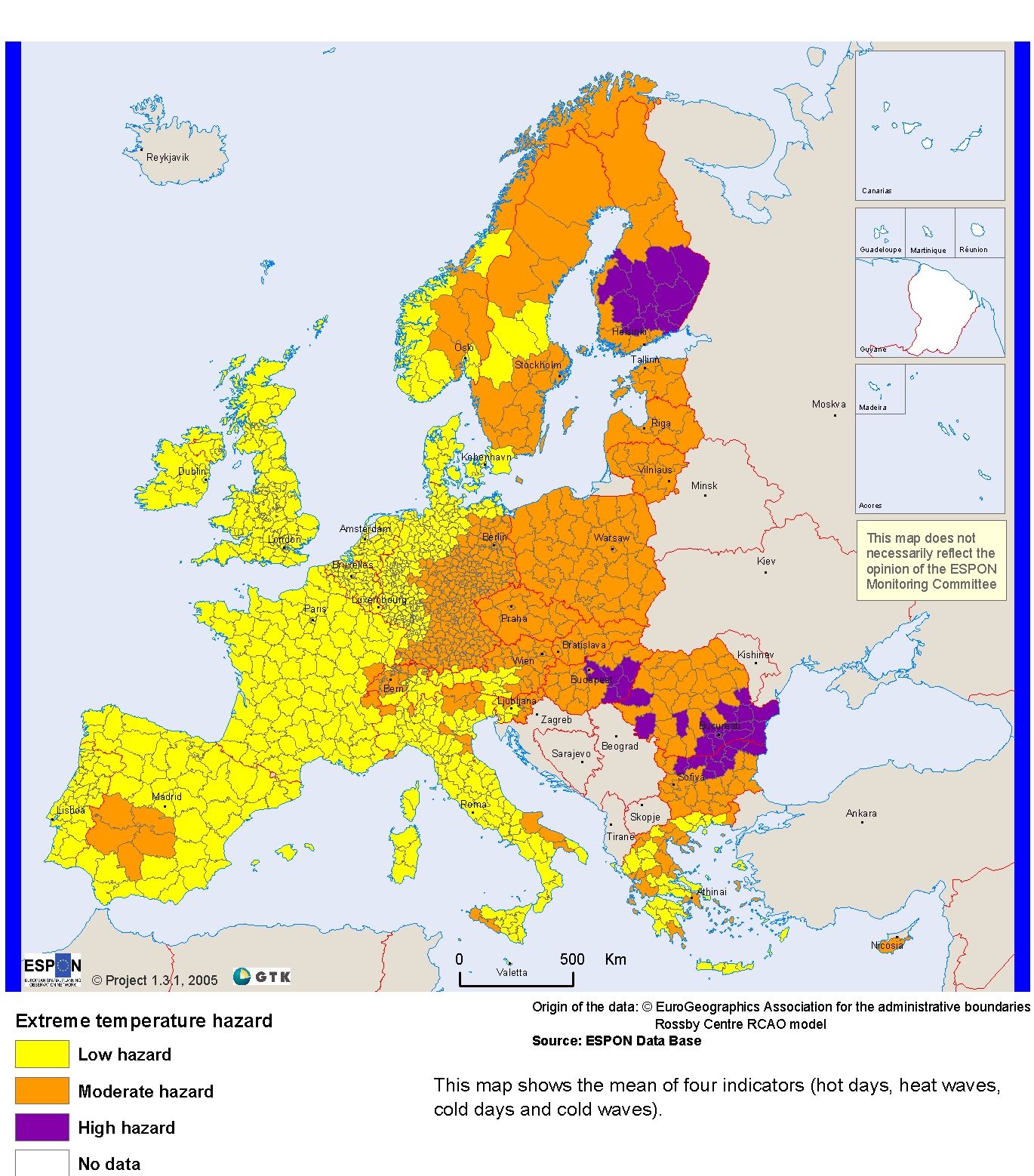 Europe Extreme Temperature Hazard Map Maps Knowledge Base