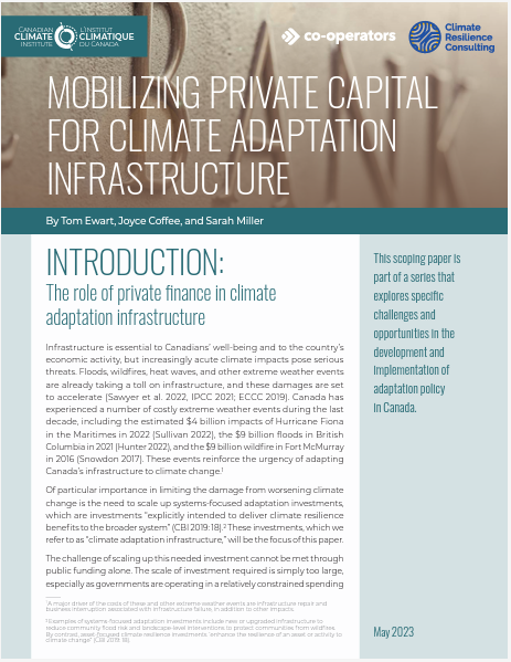 Mobilizing private capital for climate adaptation infrastructure ...