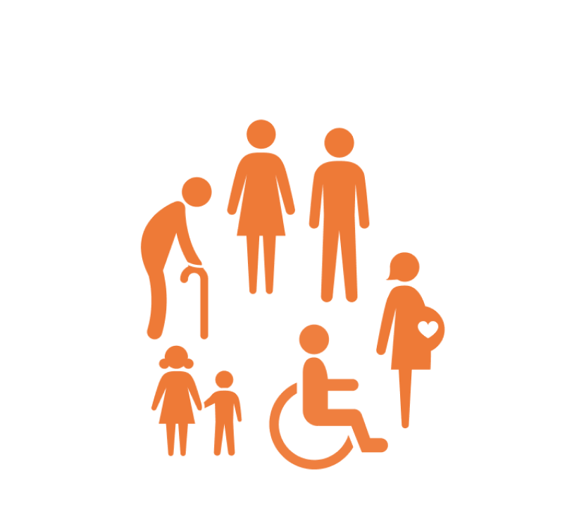 Orange: Diverse group of people icons