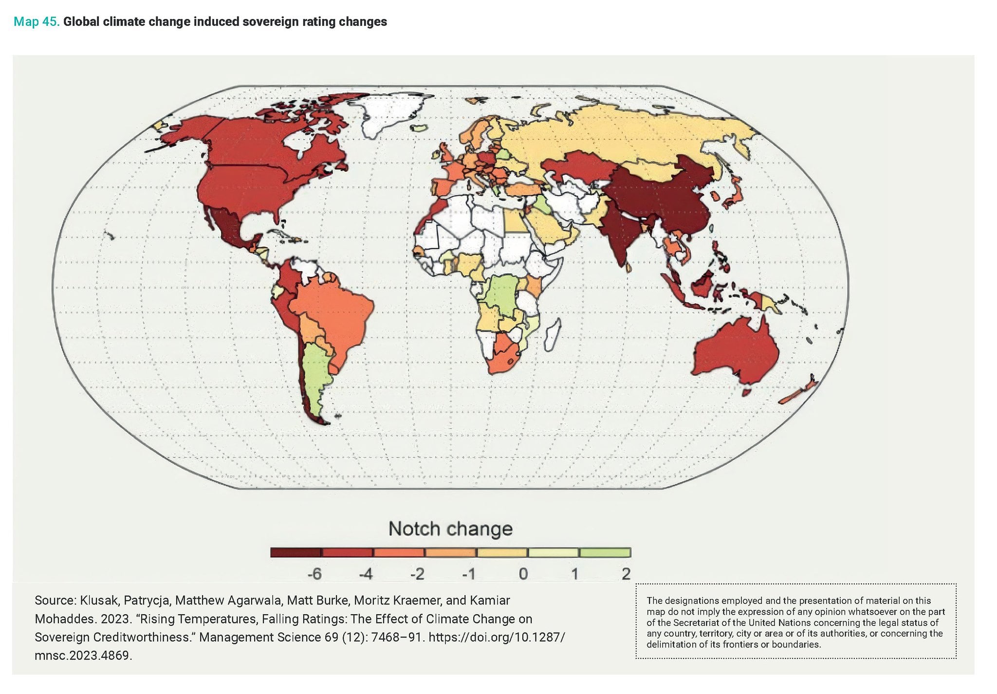 Global climate change induced sovereign rating changes