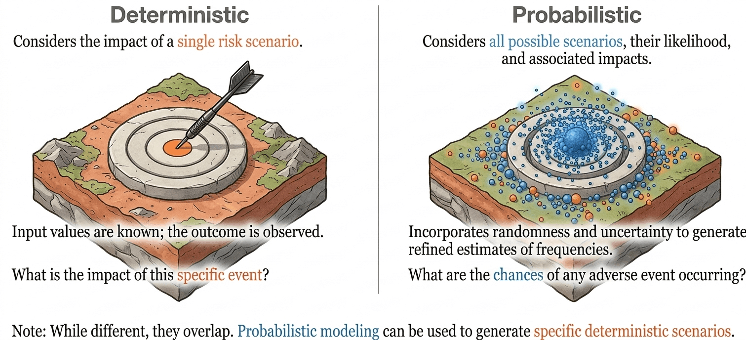 The differences between deterministic and probabilistic risk modelling