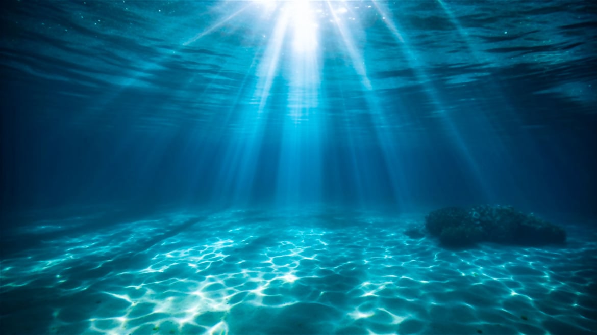Sunlight on the surface of the open ocean