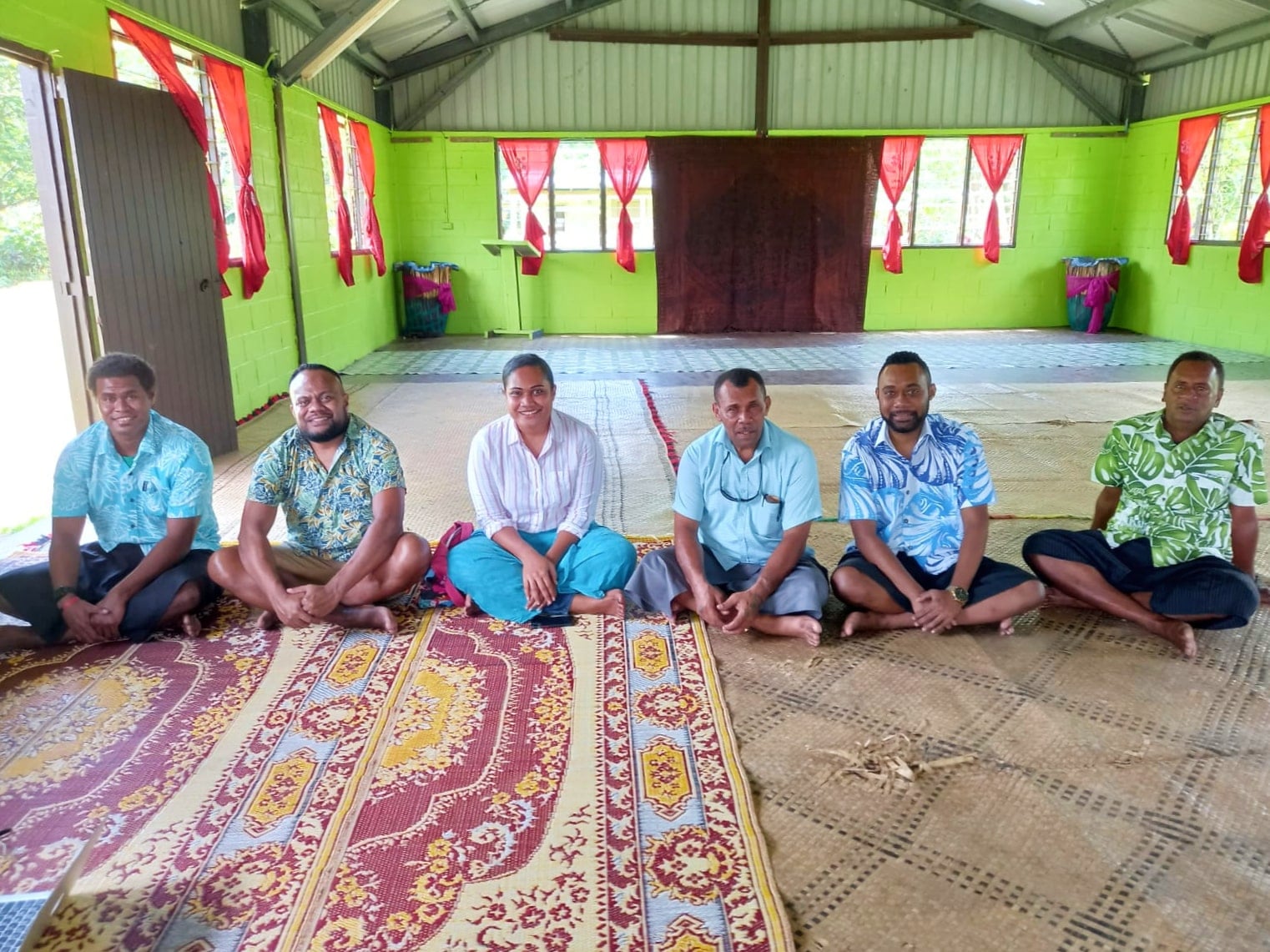 RemitResilience team member, Otto Navunicagi (2nd from the left), with some of the participants of the community consultation group in Molituva Village (Tailevu), Fiji.