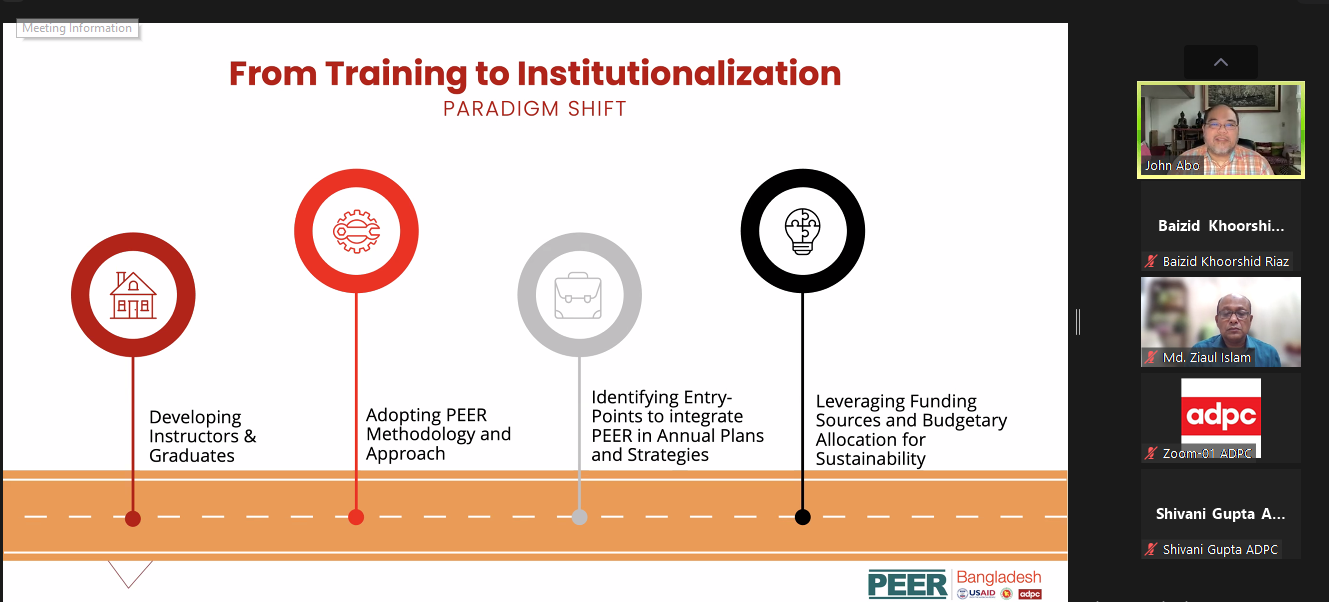 John Abo shared the overview of the PEER Institutionalization.