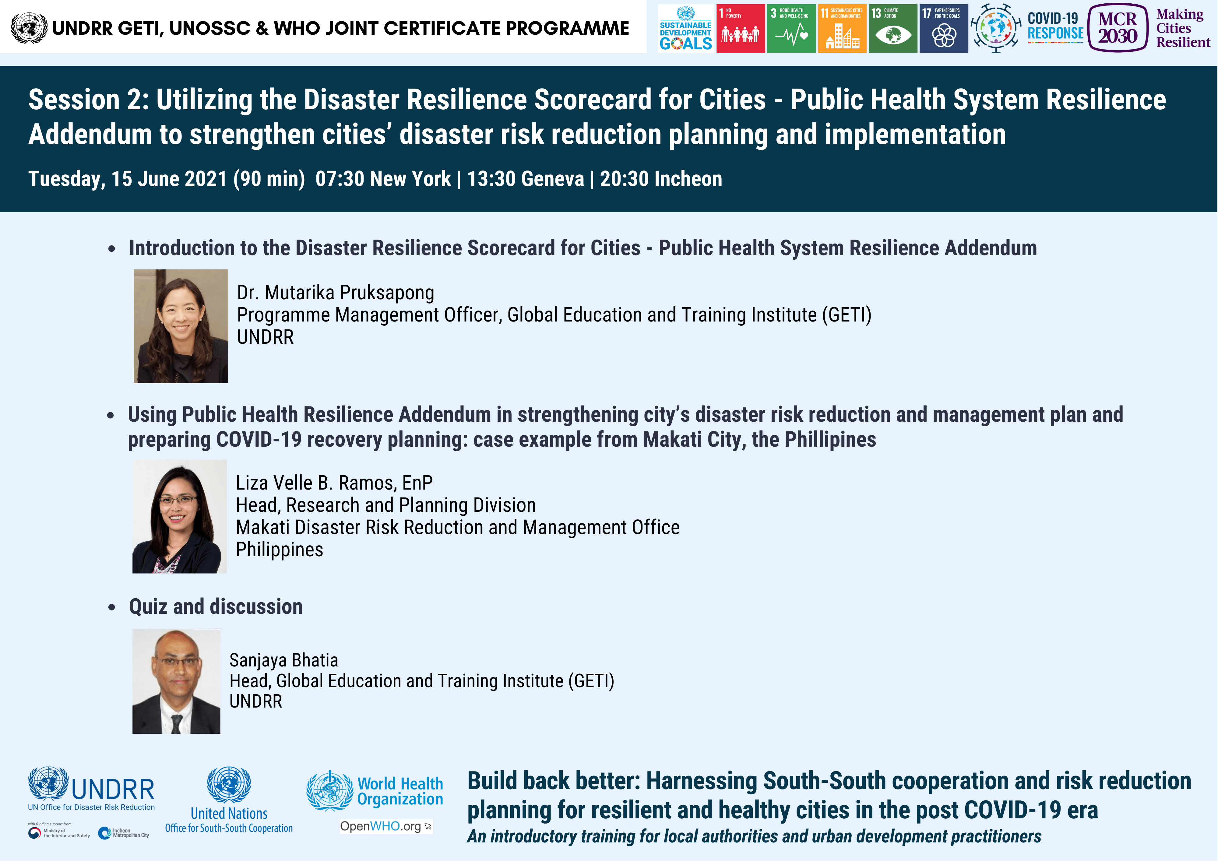 session 2 agenda with speakers' details.