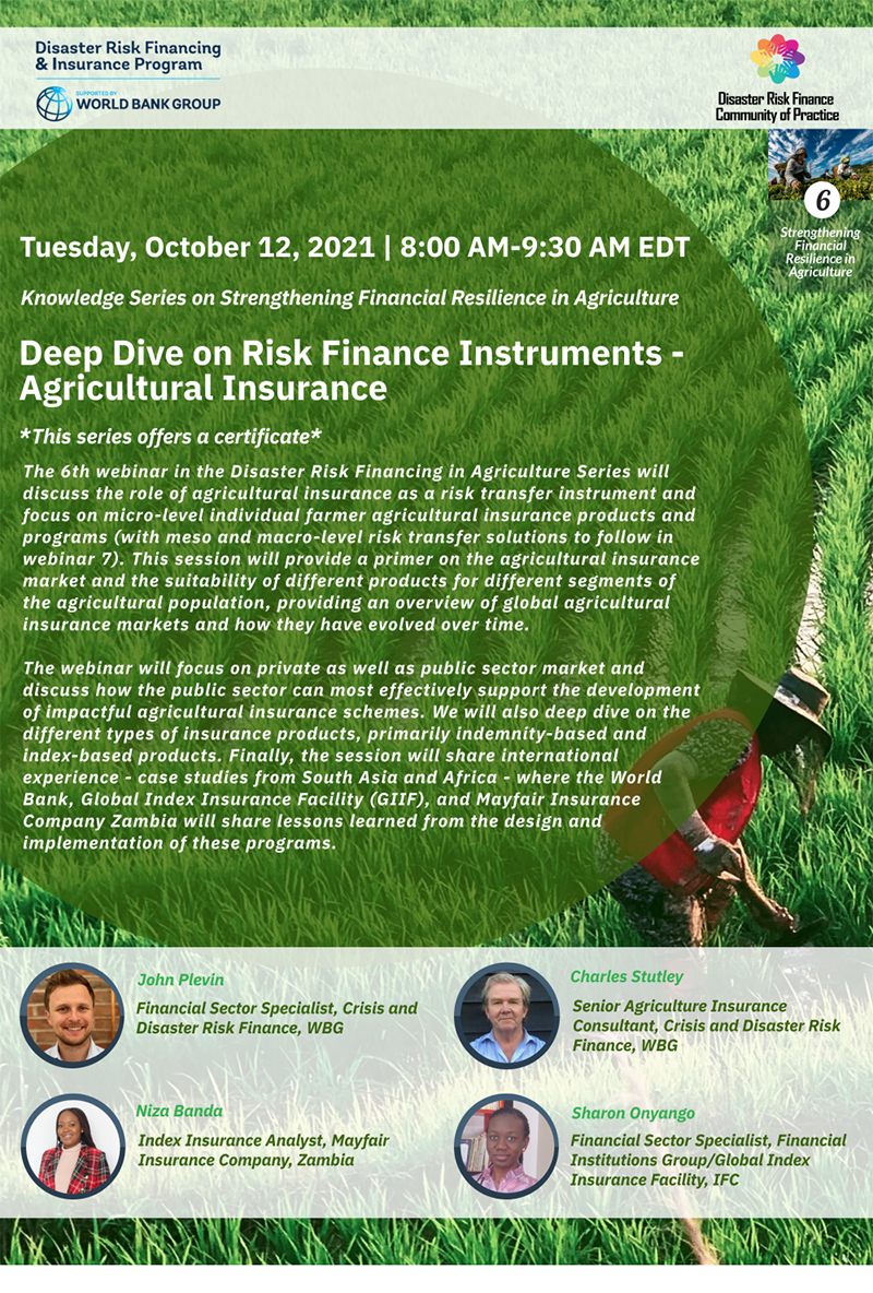 Deep Dive on Risk Finance Instruments-Agricultural Insurance
