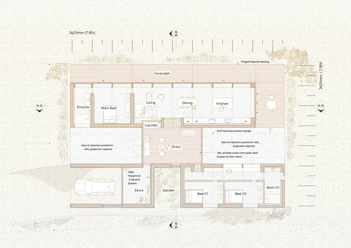 The house is characterised by open spaces and inside/outside living.