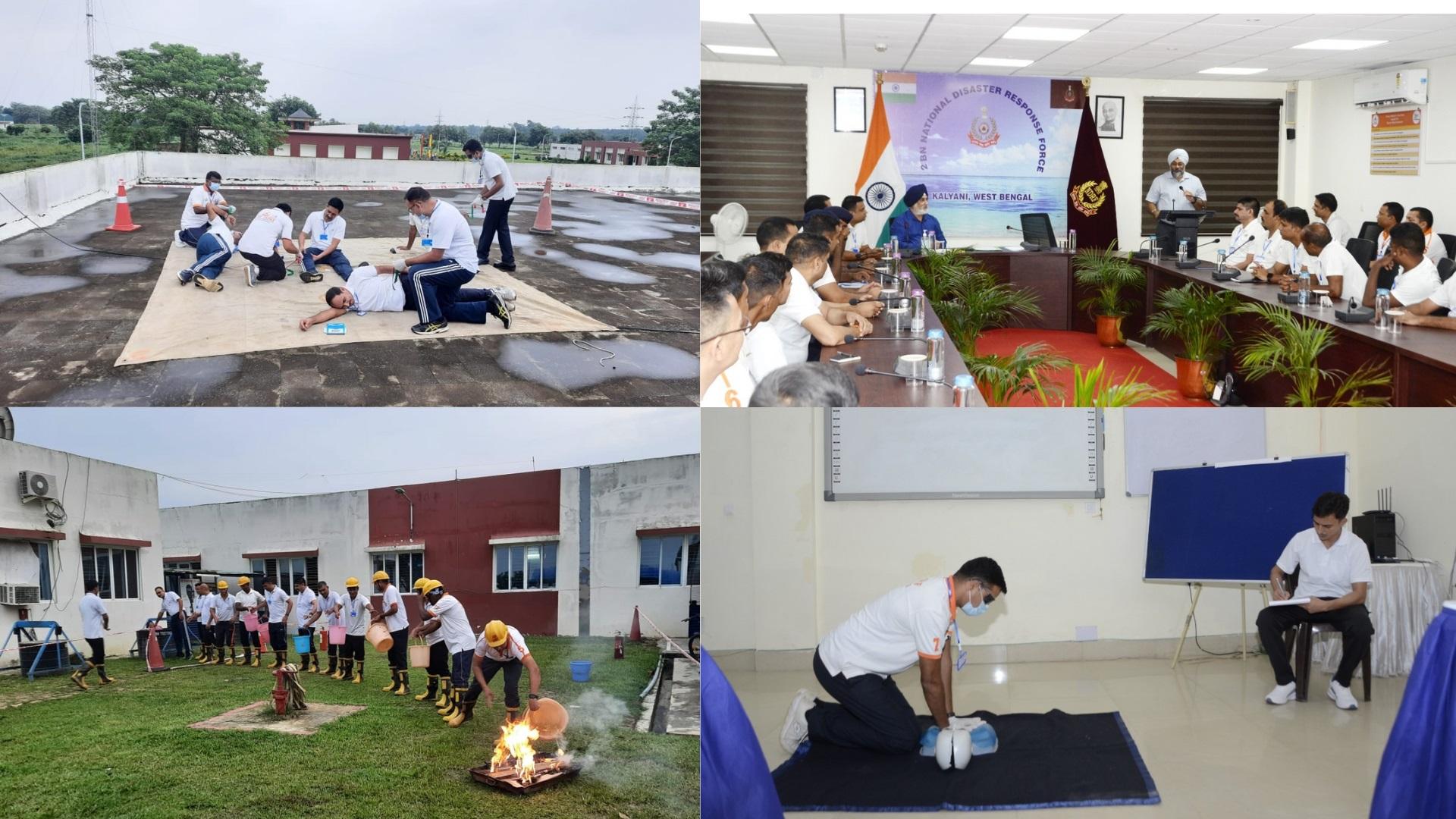 Community volunteers being trained on light rescue and first-aid techniques