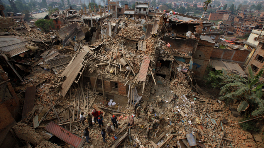 Rubble from the 2015 Nepal eathquake