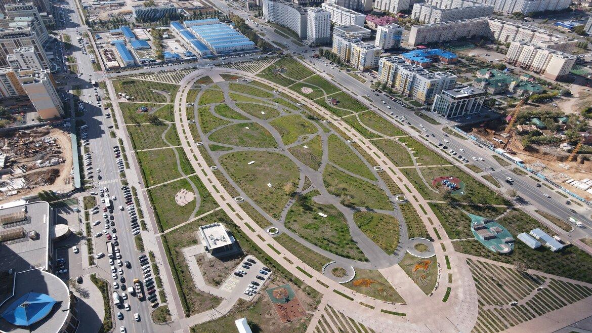 Aerial view of a square in Nur-Sultant, Kazakhstan
