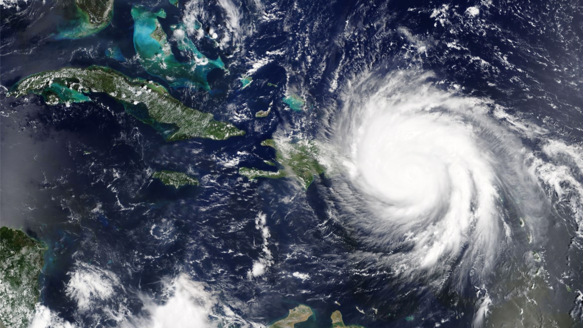 Satellite image of Hurricane Maria over the Caribbean in 2017