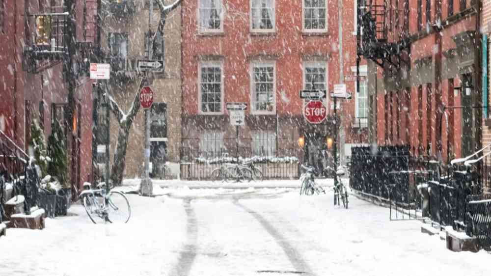 Snowfall in New York, USA