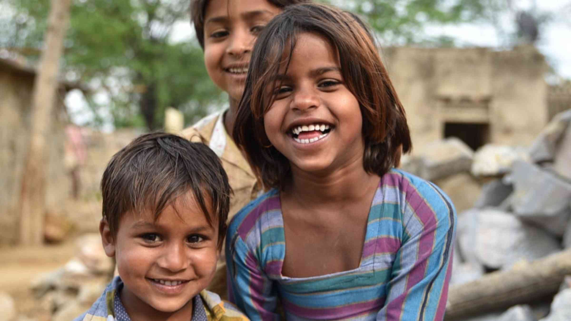 Smiling children in India