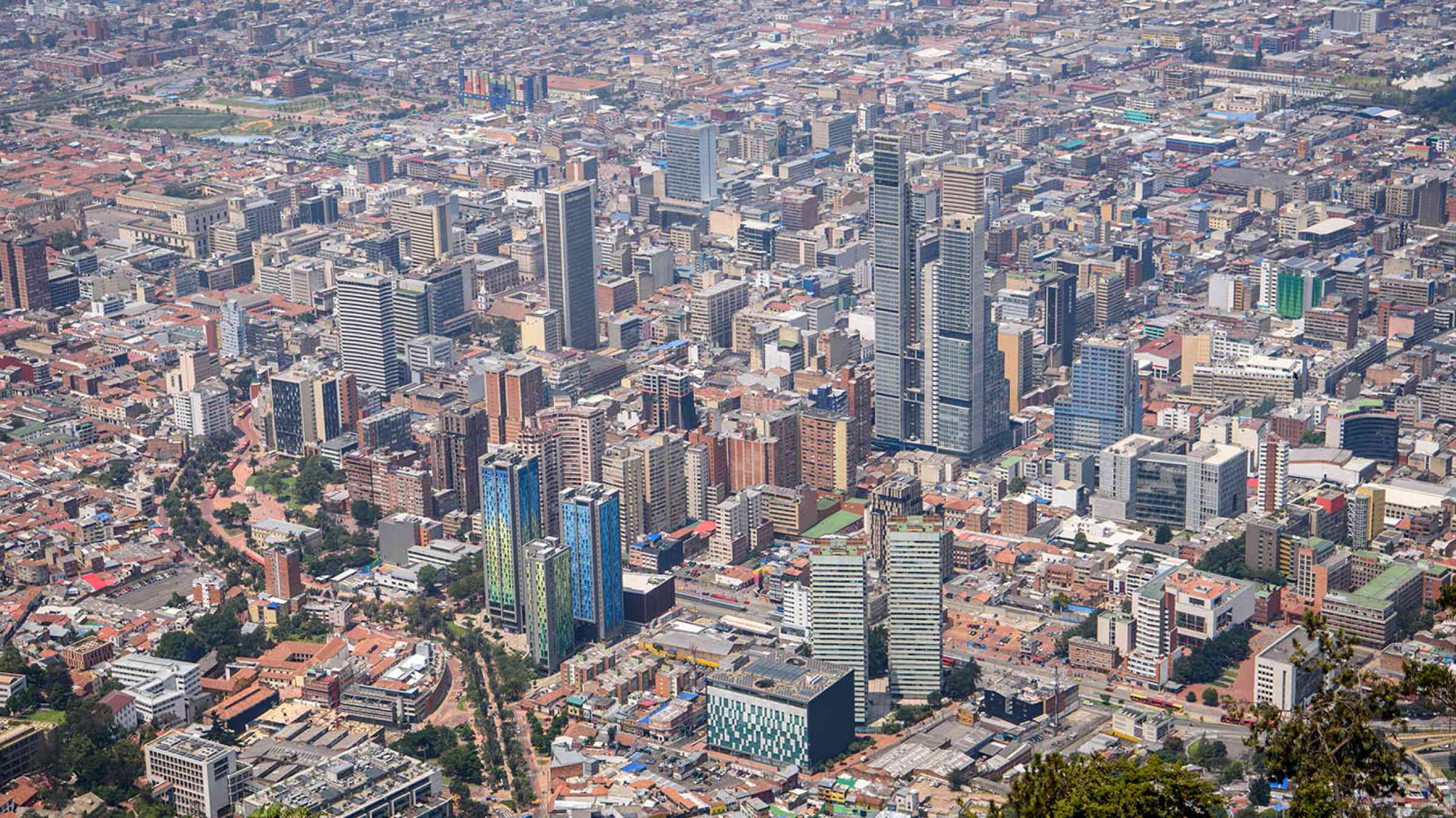 Aerial shot of the gigantic city of Bogota, Colombia.