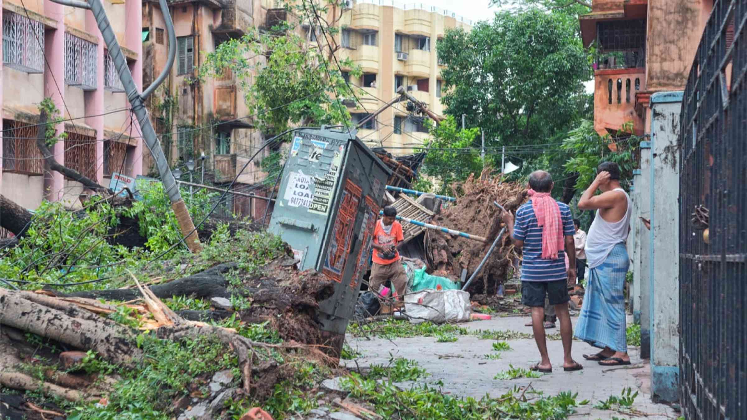 Ravaged residential area after cyclonic storm Amphan hit the city of Kolkatta