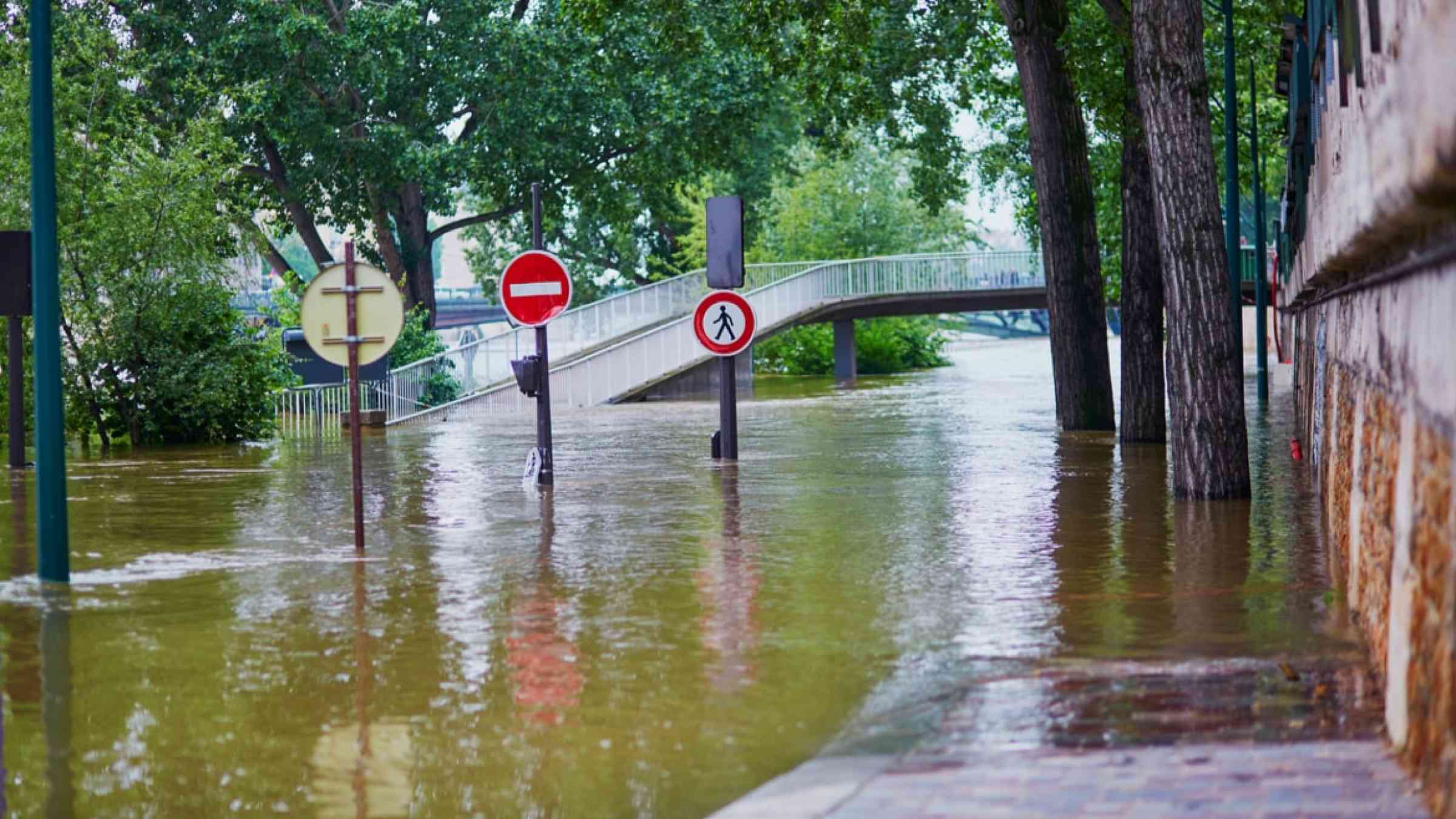 Flooded street in Paris