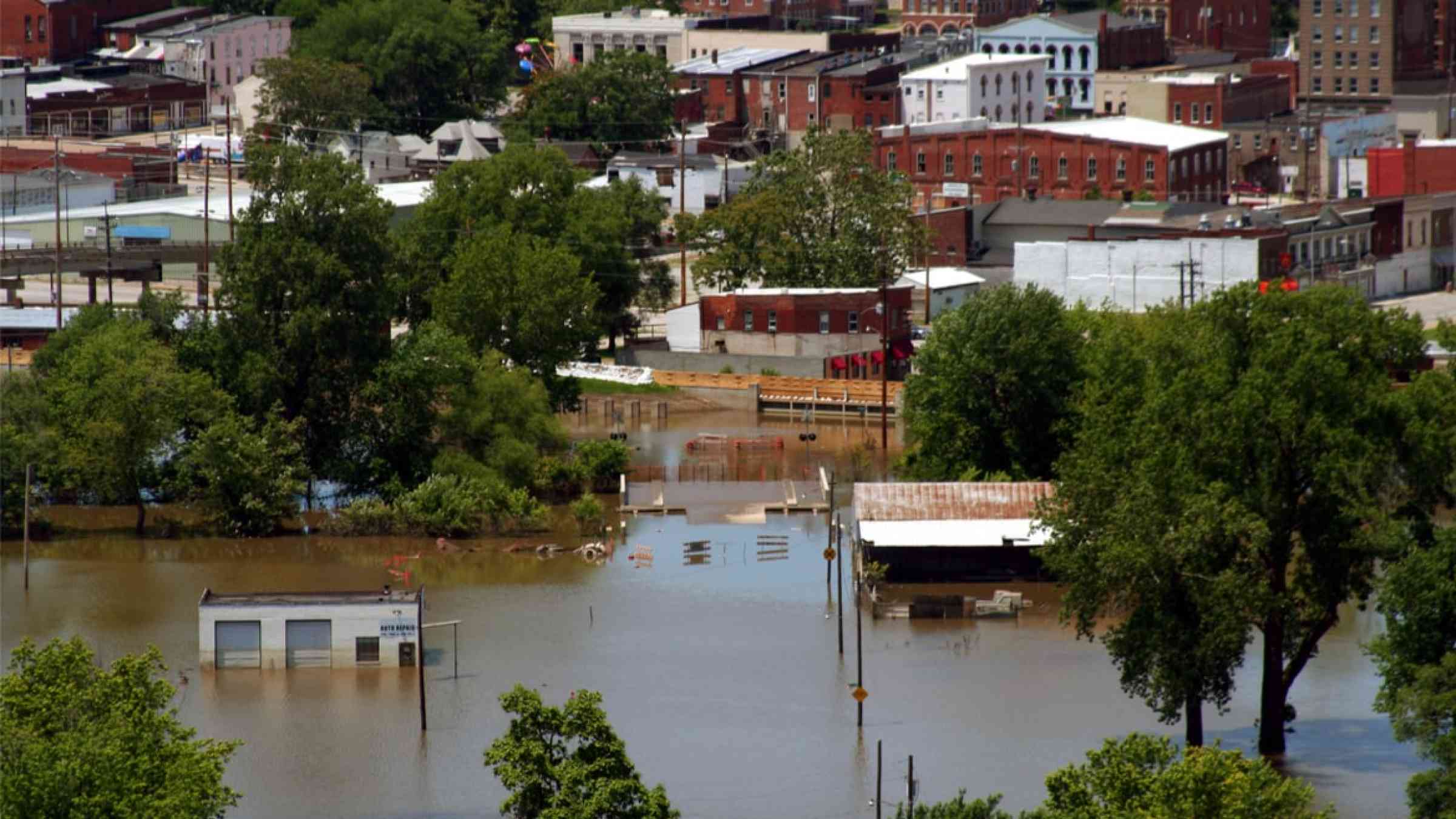 A city in Missouri, USA, submerged.