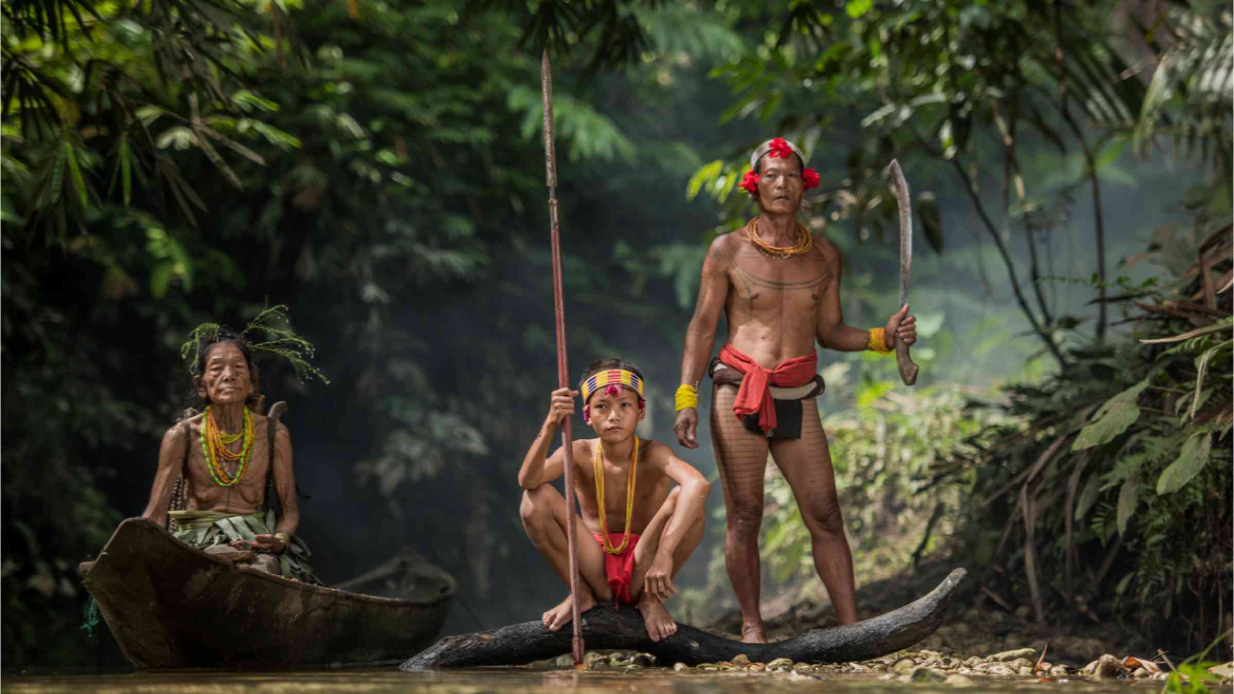 The indigenous inhabitants of the islands in Muara Siberut are also known as the Mentawai population. West Sumatra, Siberut Island, Indonesia.