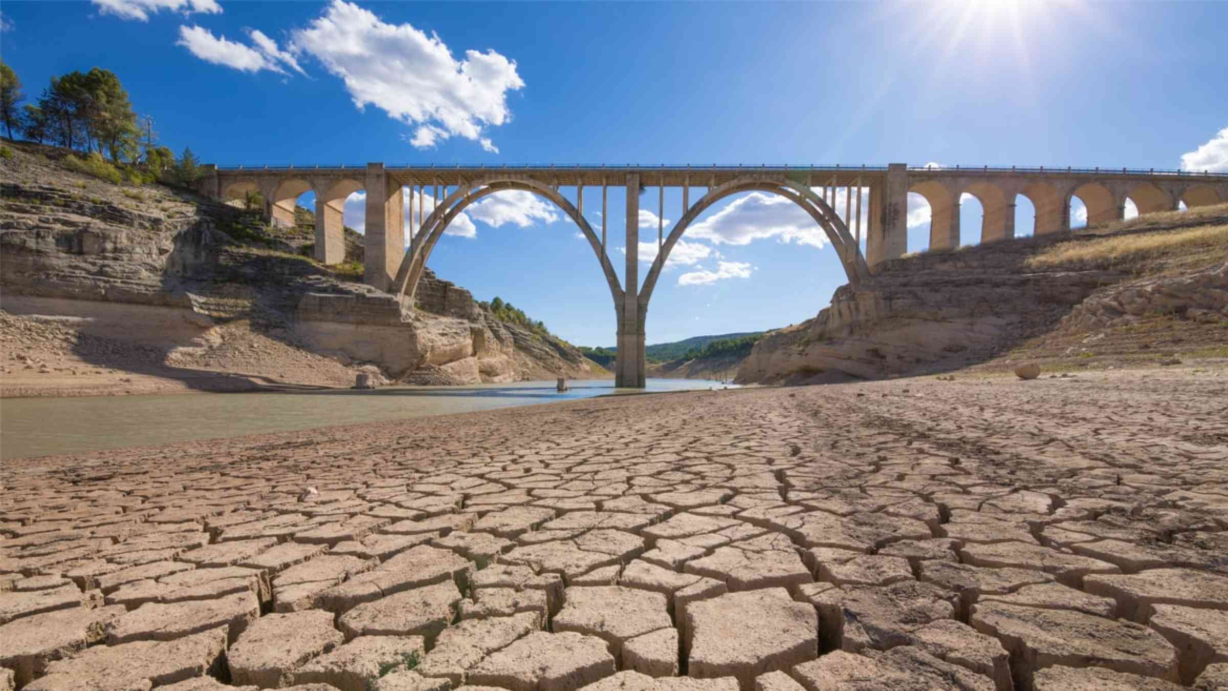 Dry ground close to a viaduct in Spain