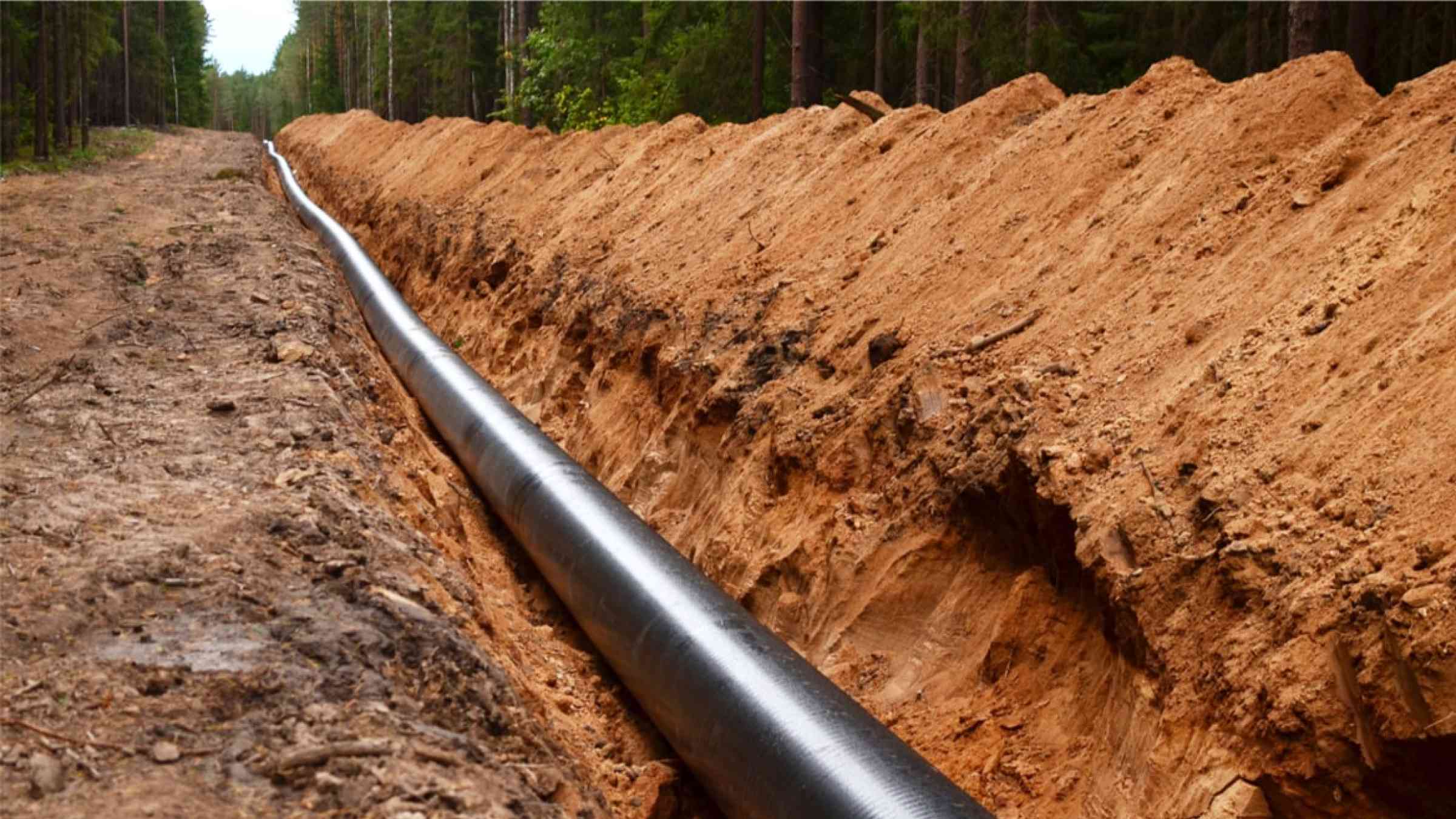 Gas pipeline construction site