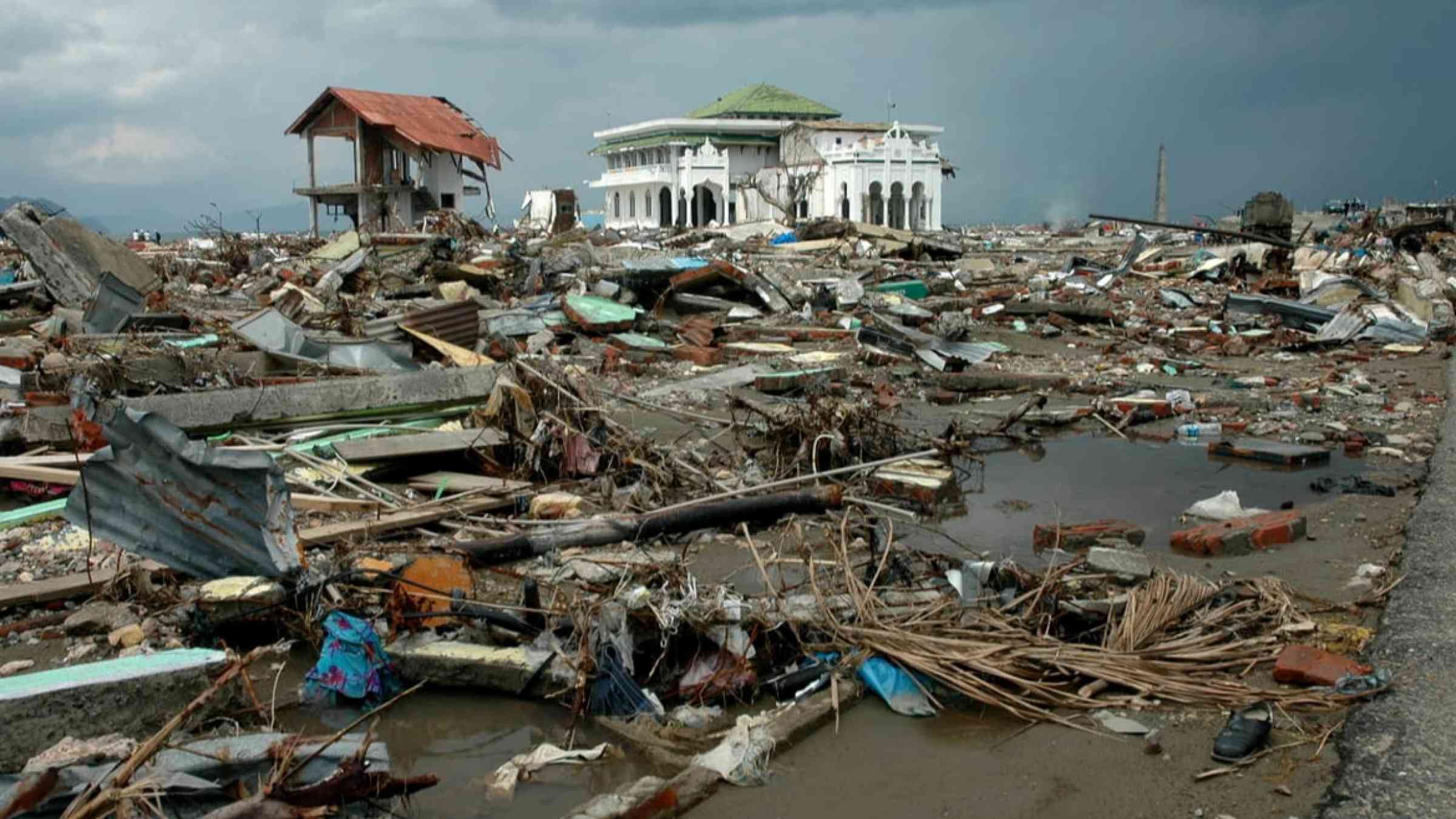Impact of the 2004 tsunami in Banda Aceh, Indonesia.