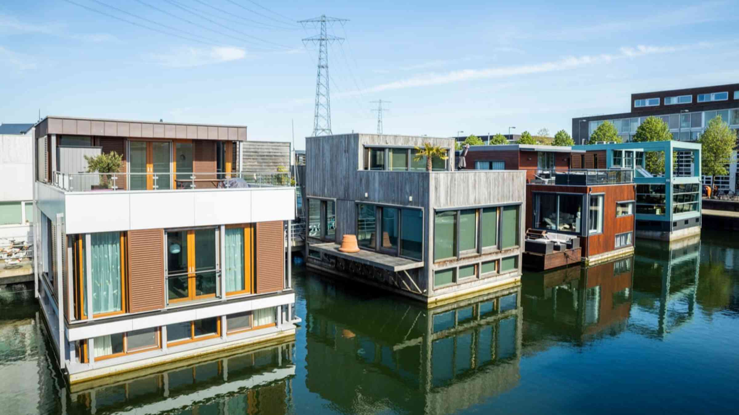 Floating houses in Amsterdam, The Netherlands