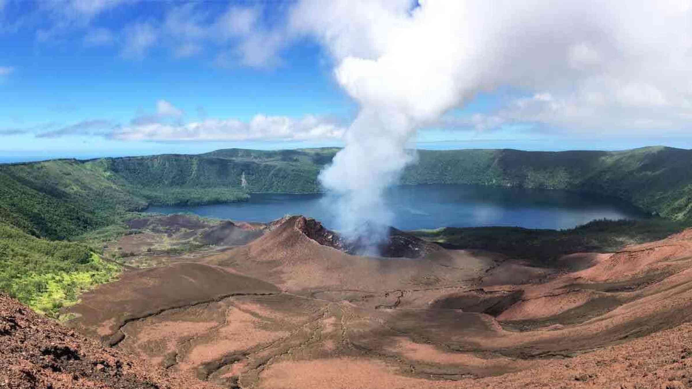 Volcanic crater and lake in Tonga