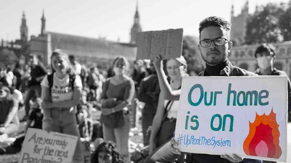 Young climate activists protesting