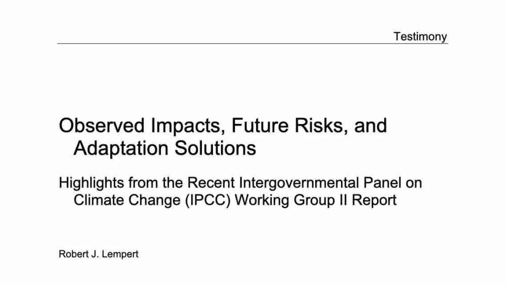 Observed impacts, future risks, and adaptation solutions: Highlights ...