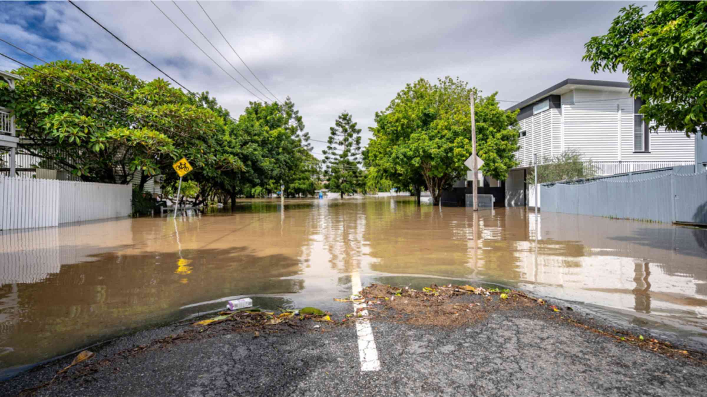 Flooding in the streets of Brisbane on 28 February 2022.