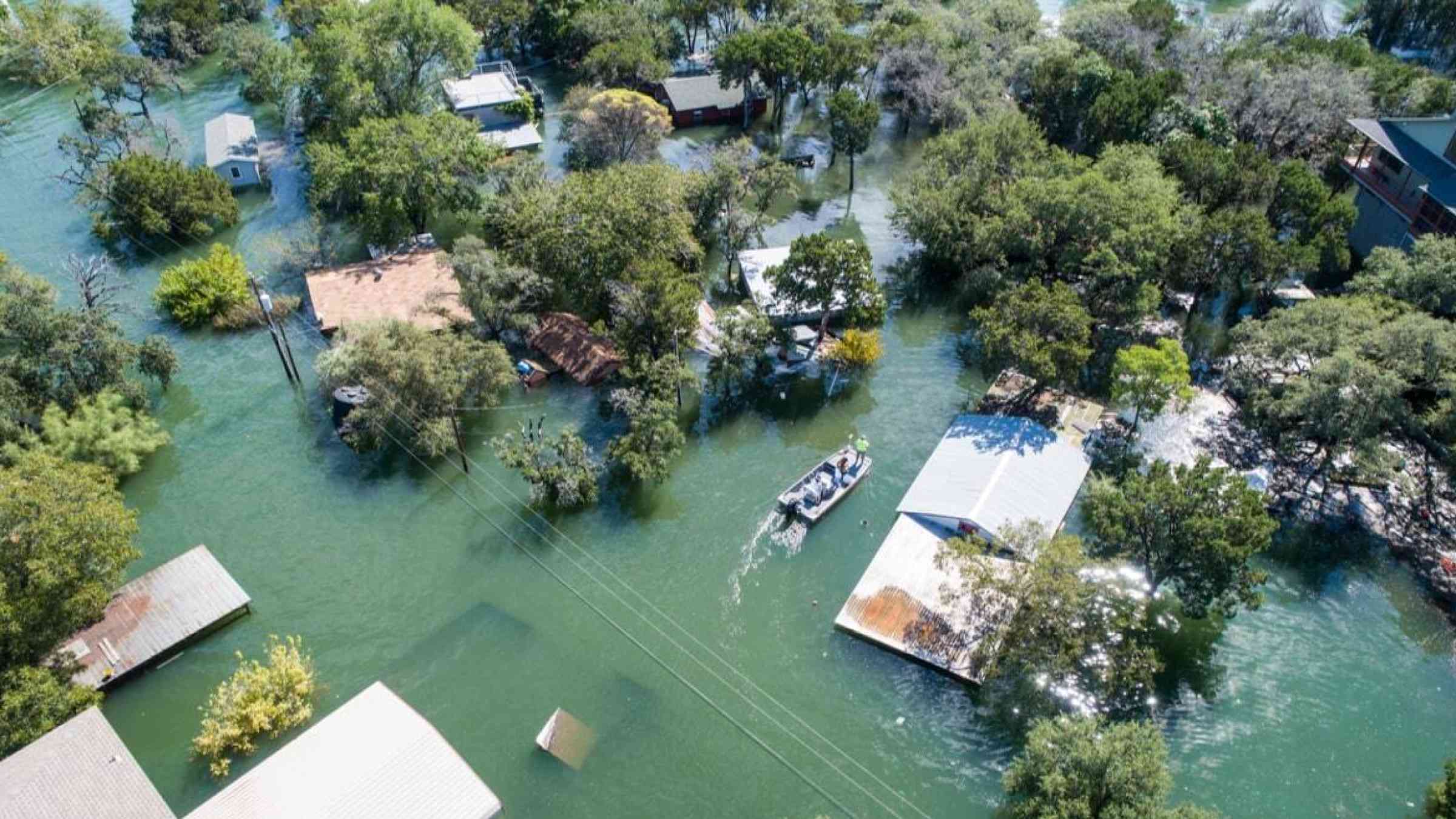 Aerial picture of a flooded Texan residential area