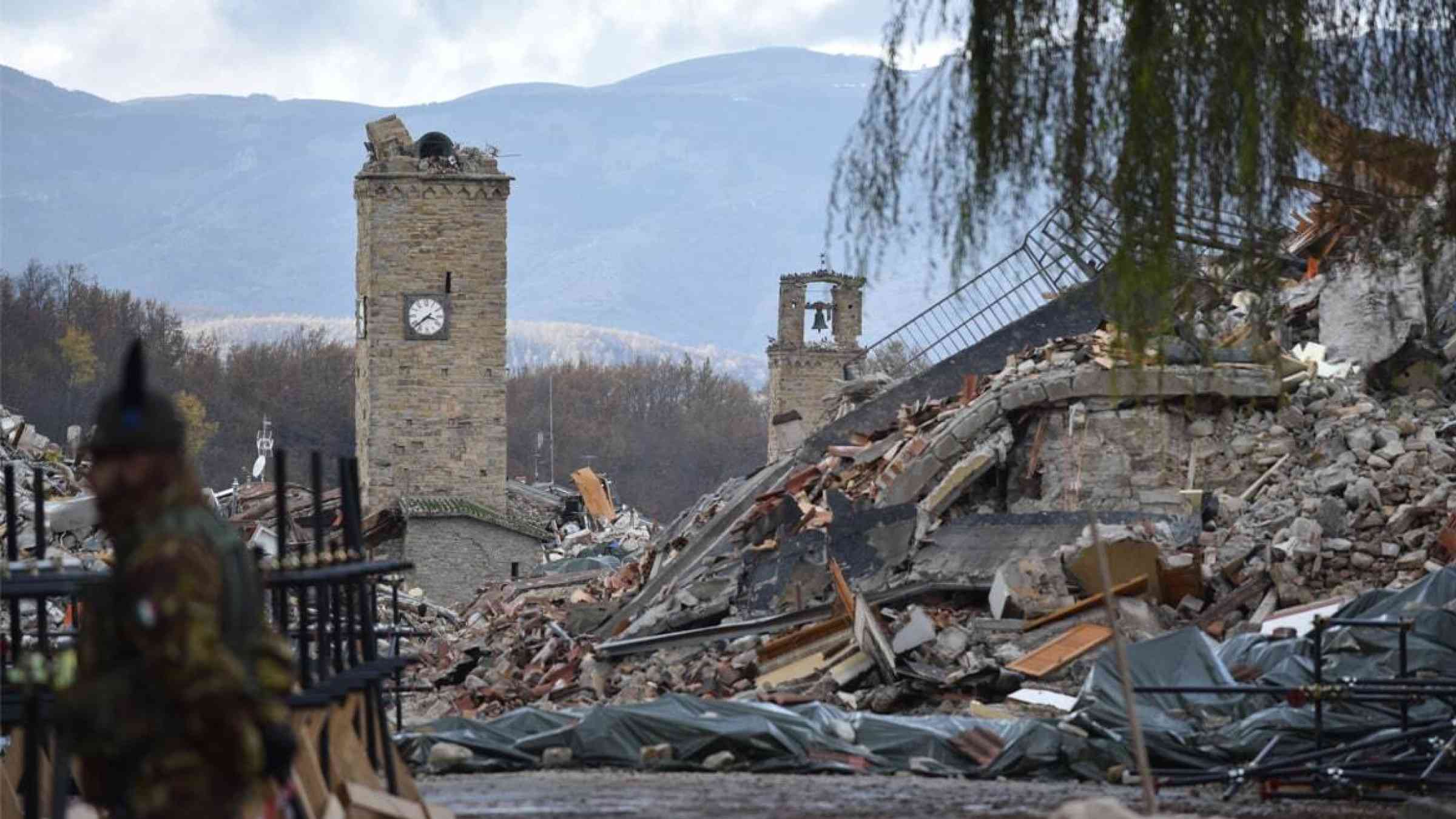 Ruins after the earthquake in Amatrice