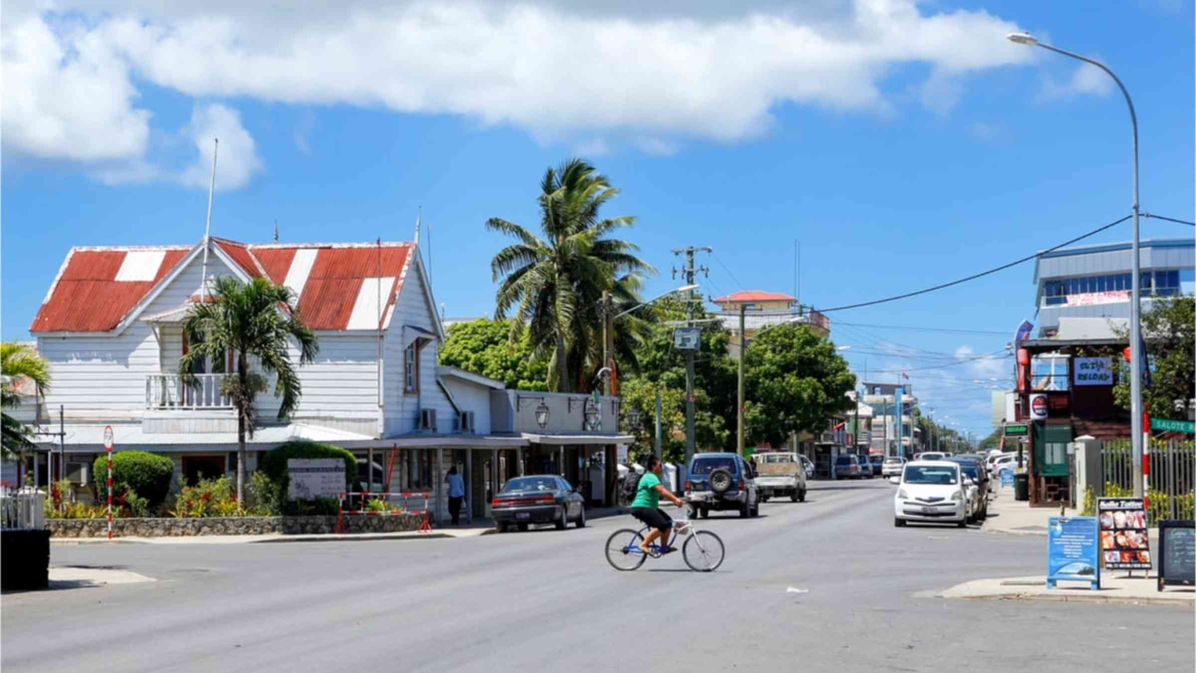 Street in Nuku'alofa on Tongatapu island, Tonga.