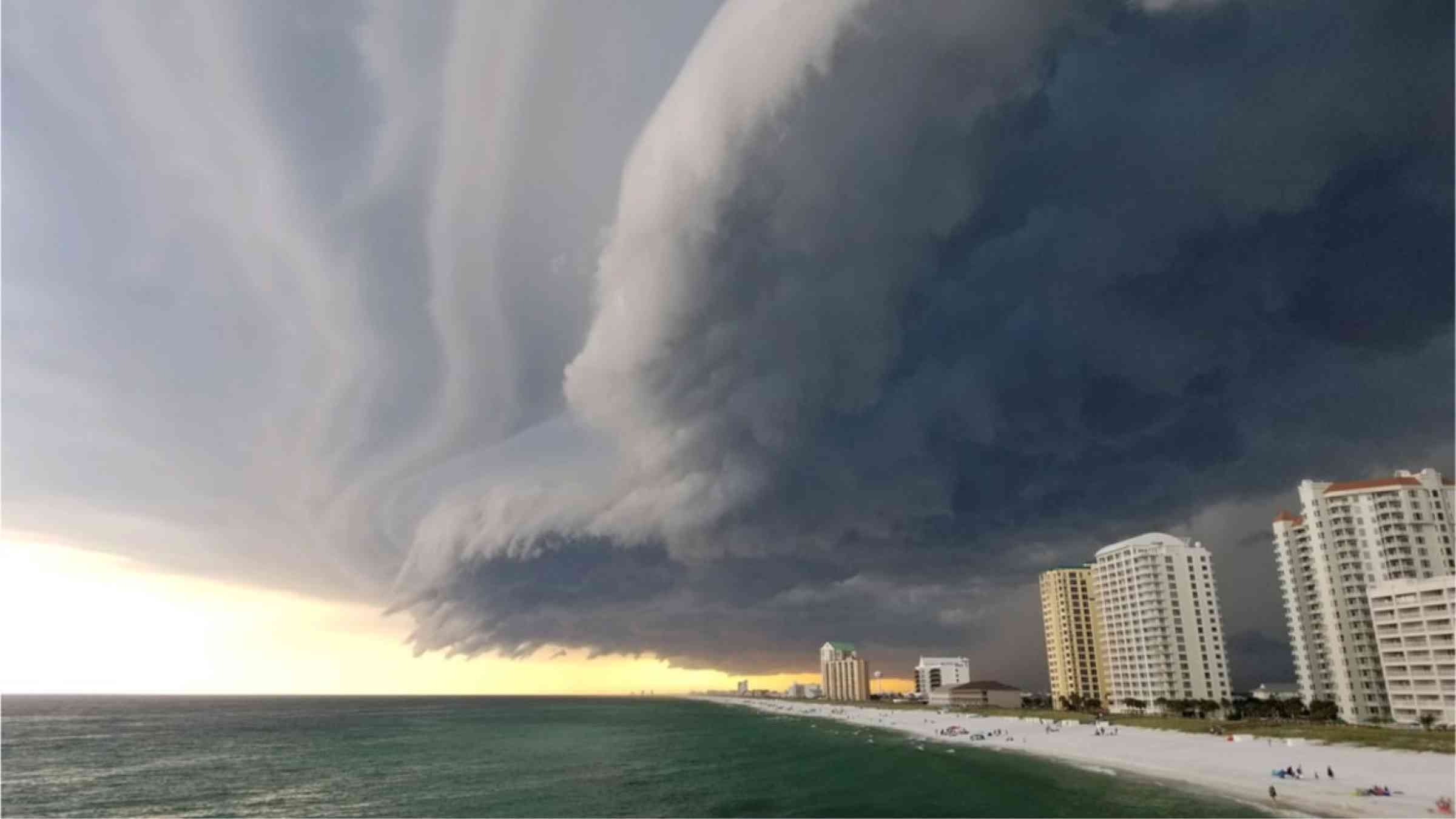 Storm cloud formation over the beach in Pensacola, Florida.