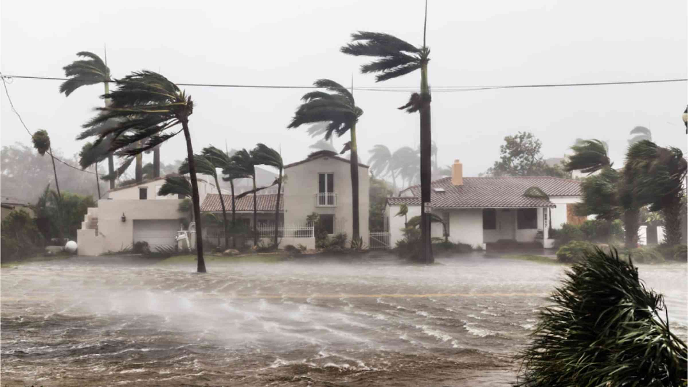 A flooded street after hurricane Irma hit Florida, USA.
