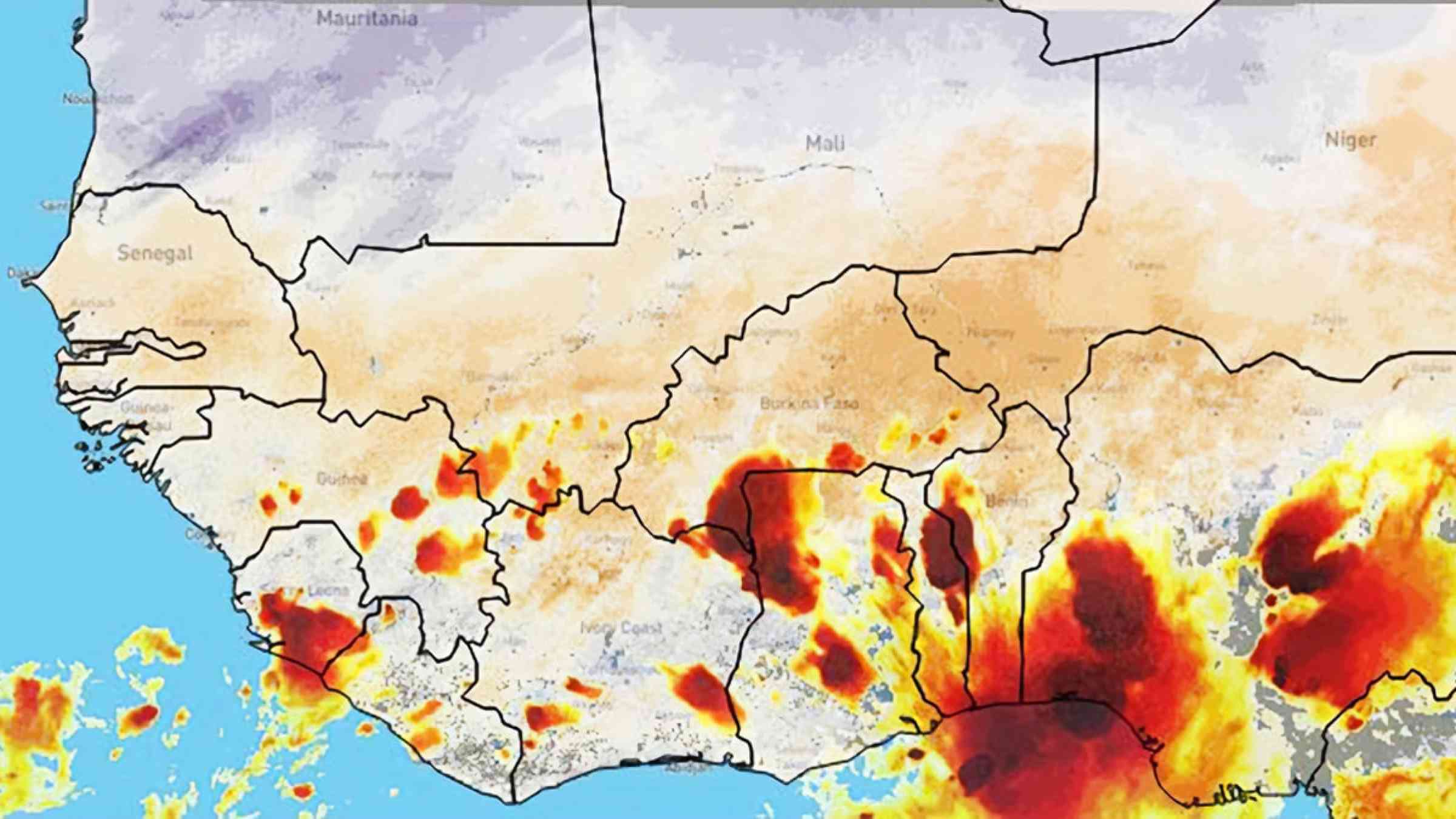 Image from the portal shows storms across West Africa on 27 April 2022