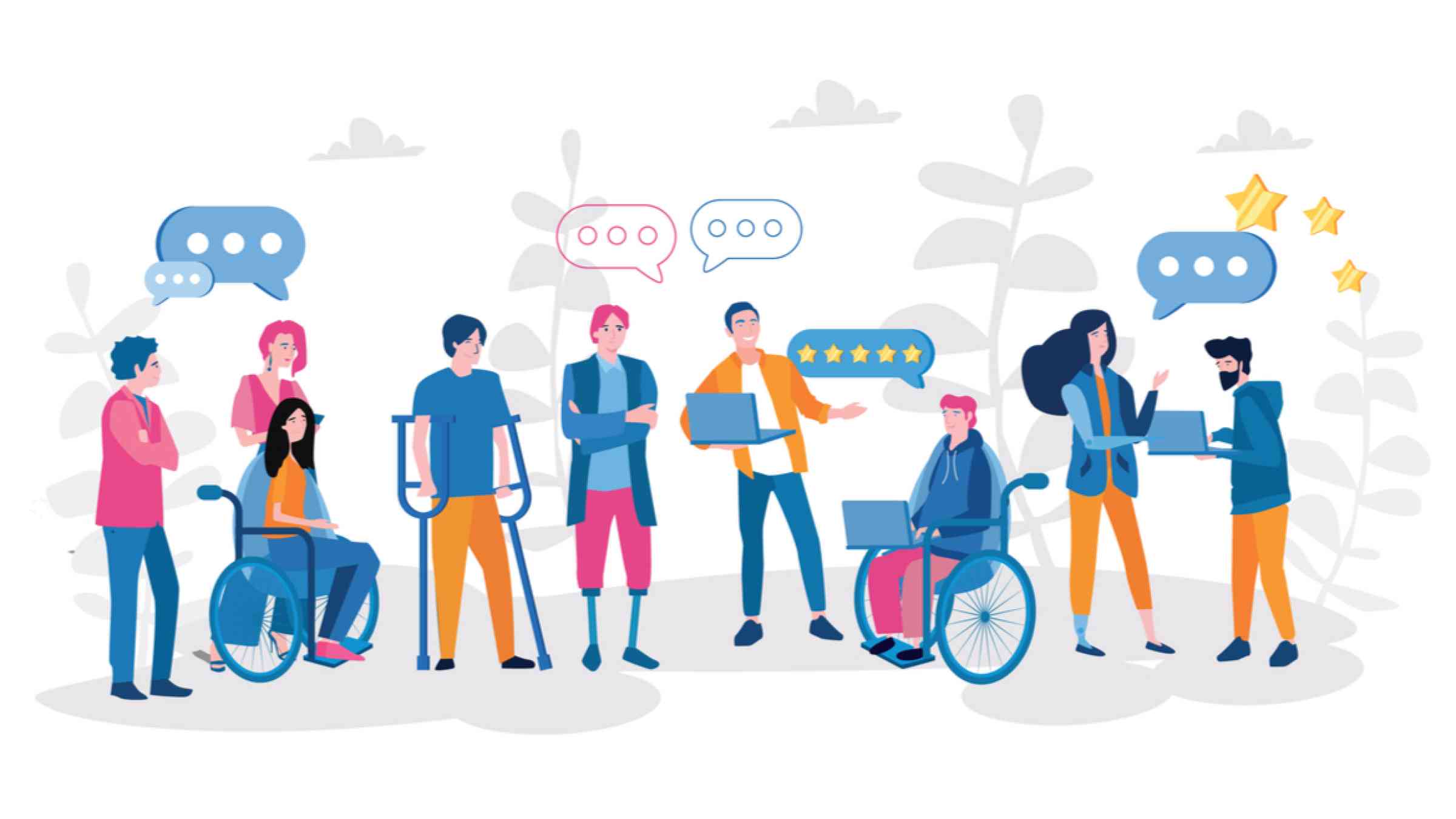 Vector image with people living with disabilities