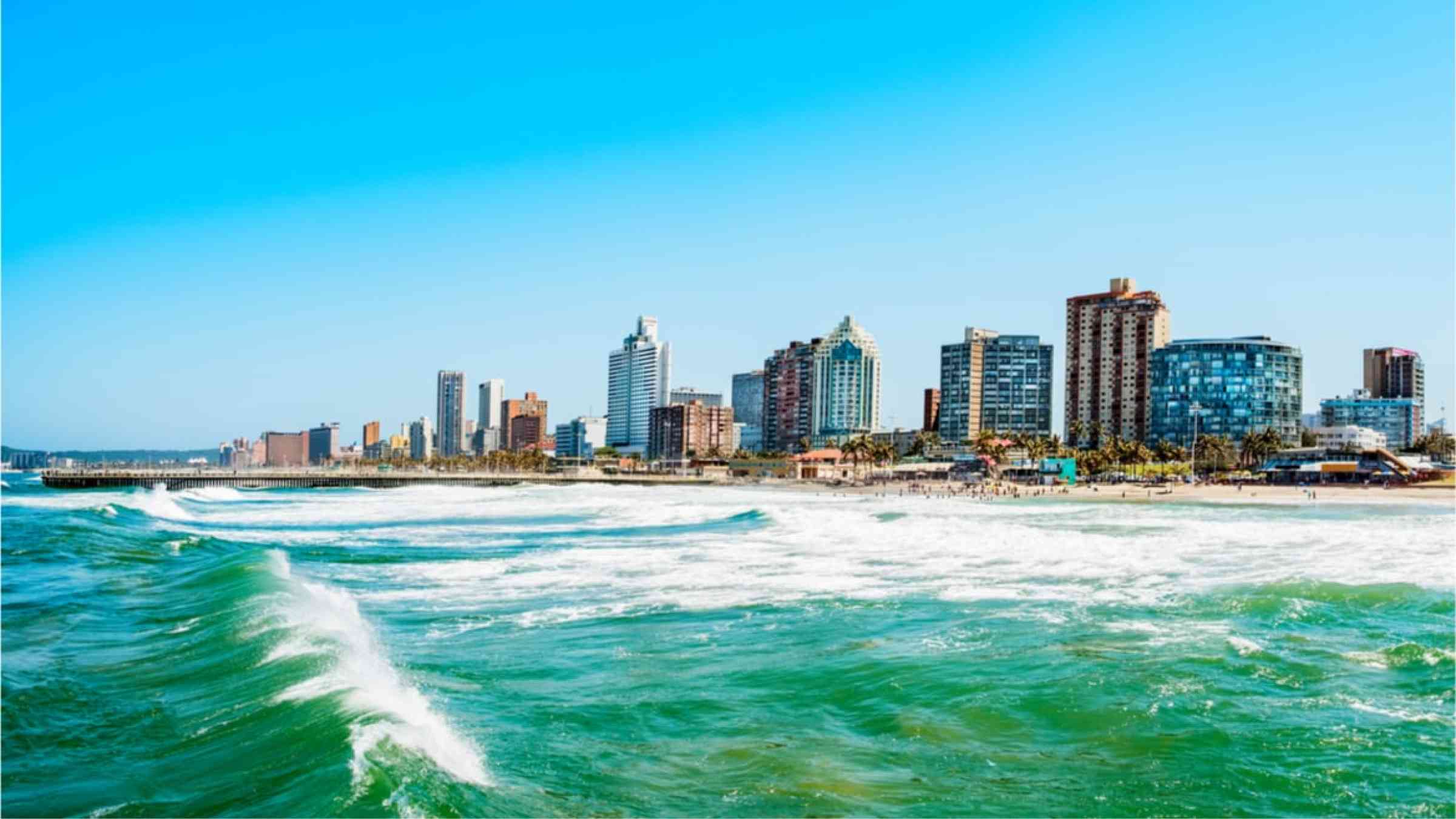 Coastline of Durban in South Africa.