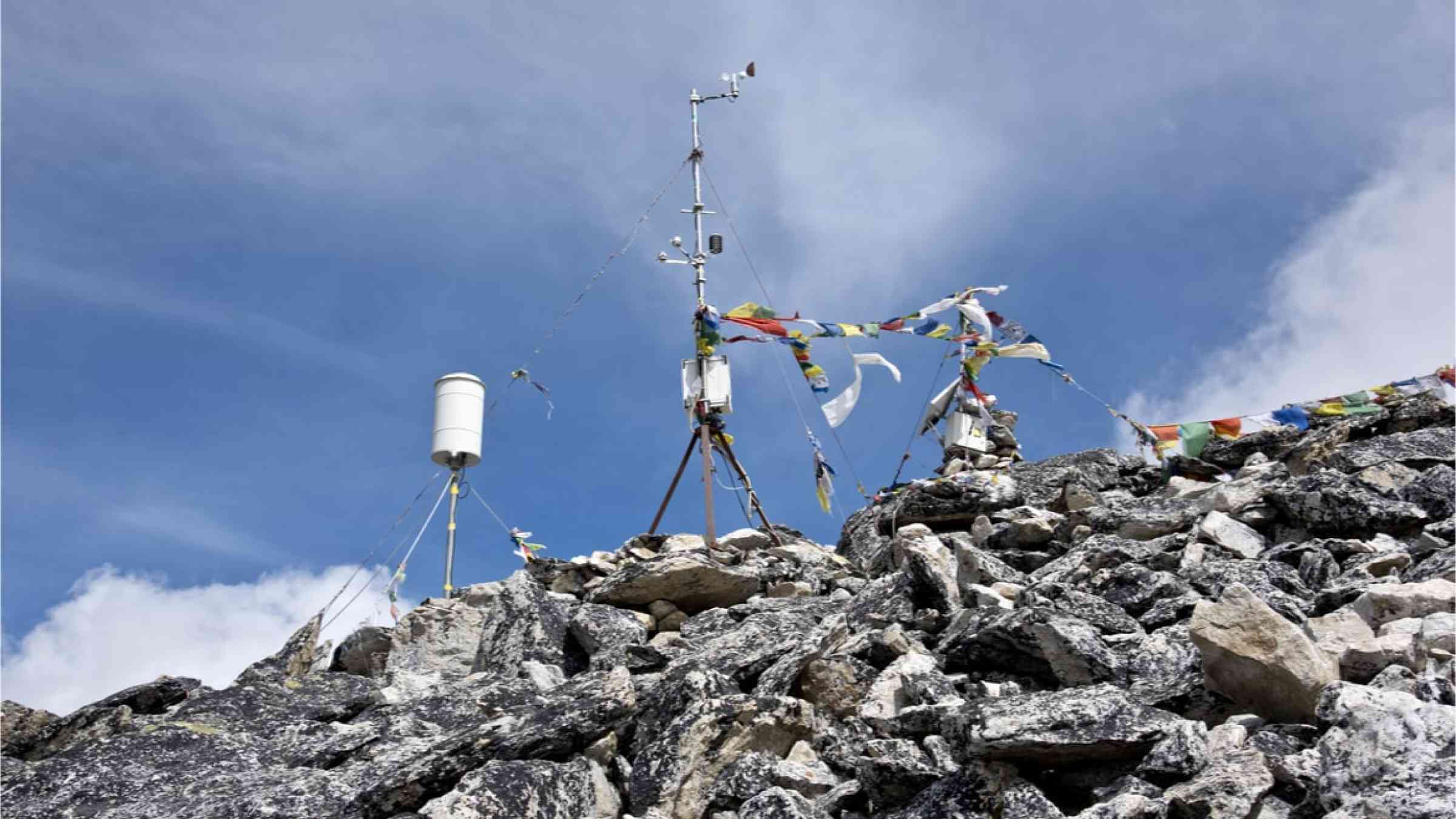 A weather station on the mountains of the Himalaya in Nepal.